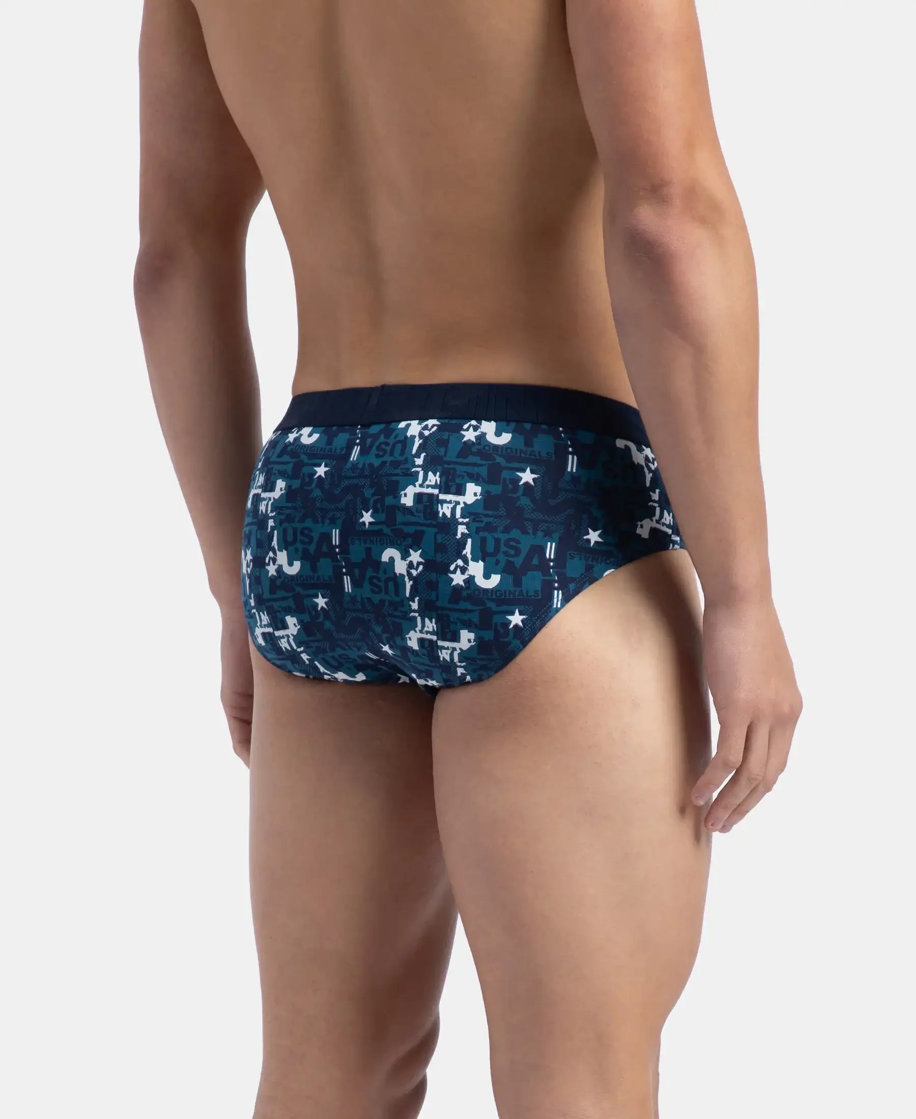 Super Combed Cotton Printed Brief with Ultrasoft Waistband - Navy & Seaport Teal (Pack of 2) - Image 8