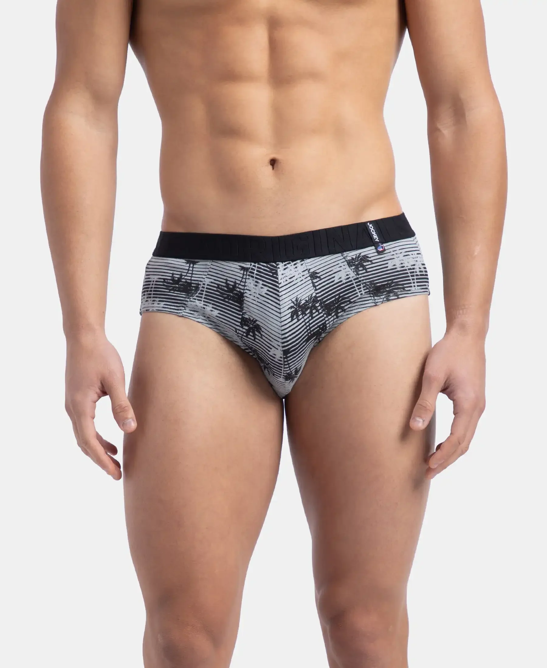 Super Combed Cotton Printed Brief with Ultrasoft Waistband - Nickle & Black (Pack of 2) - Image 2