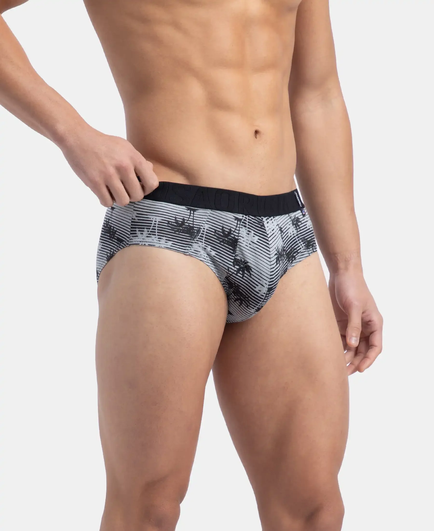 Super Combed Cotton Printed Brief with Ultrasoft Waistband - Nickle & Black (Pack of 2) - Image 4