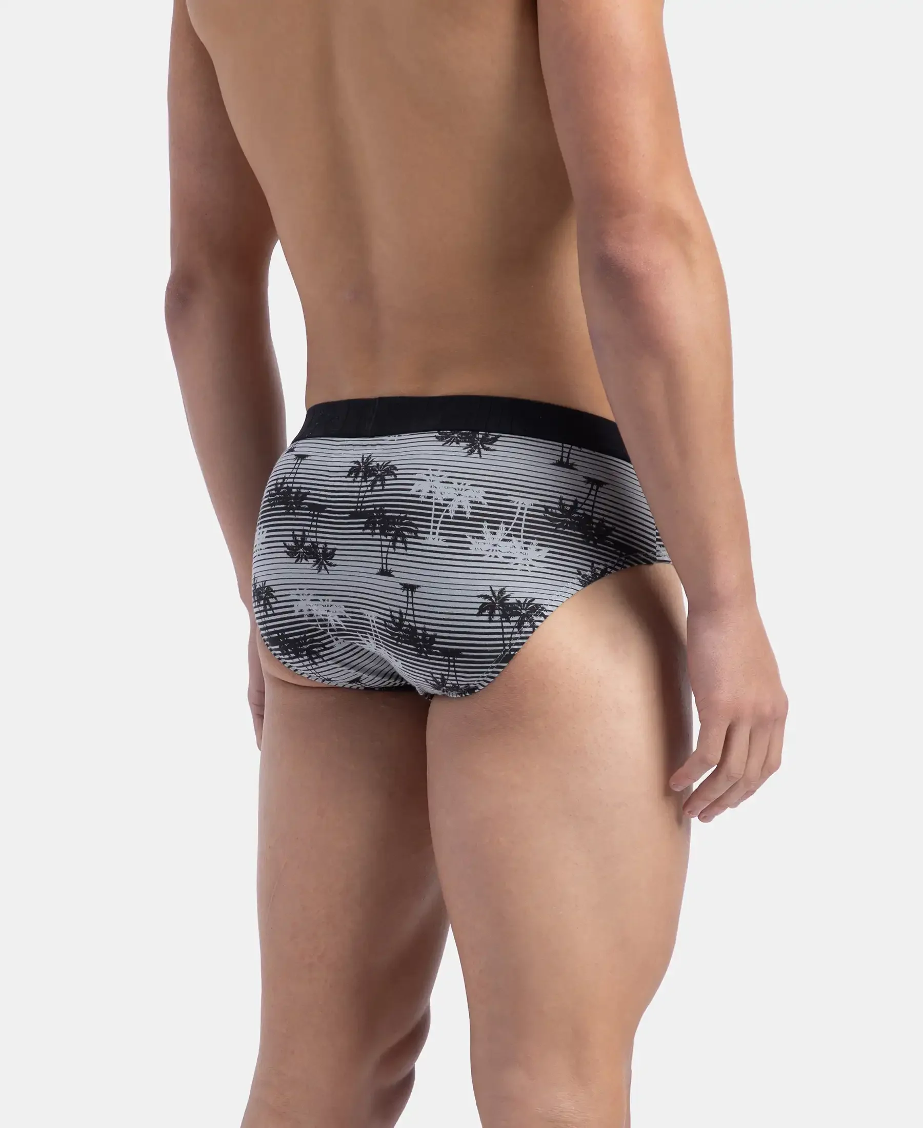 Super Combed Cotton Printed Brief with Ultrasoft Waistband - Nickle & Black (Pack of 2) - Image 7