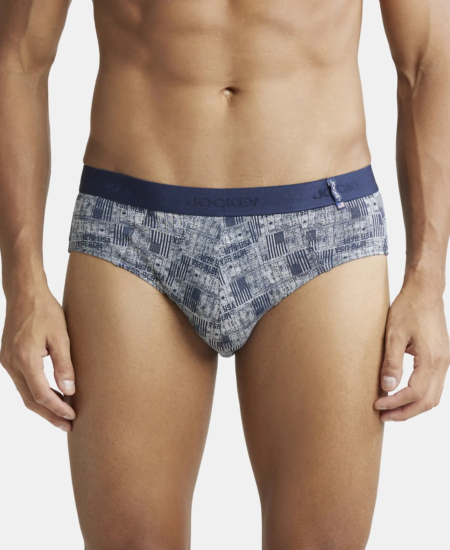 Super Combed Cotton Printed Brief with Ultrasoft Waistband - Nickle