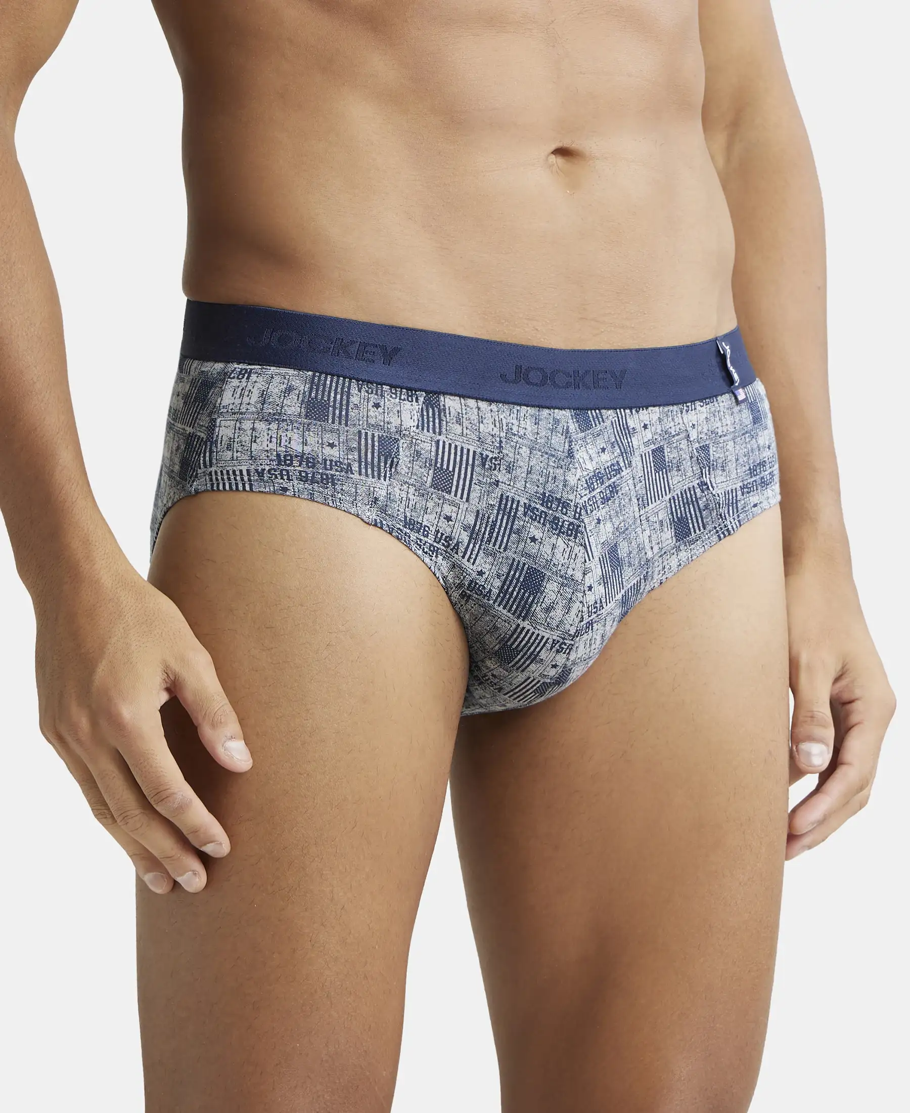 Super Combed Cotton Printed Brief with Ultrasoft Waistband - Nickle - Image 2