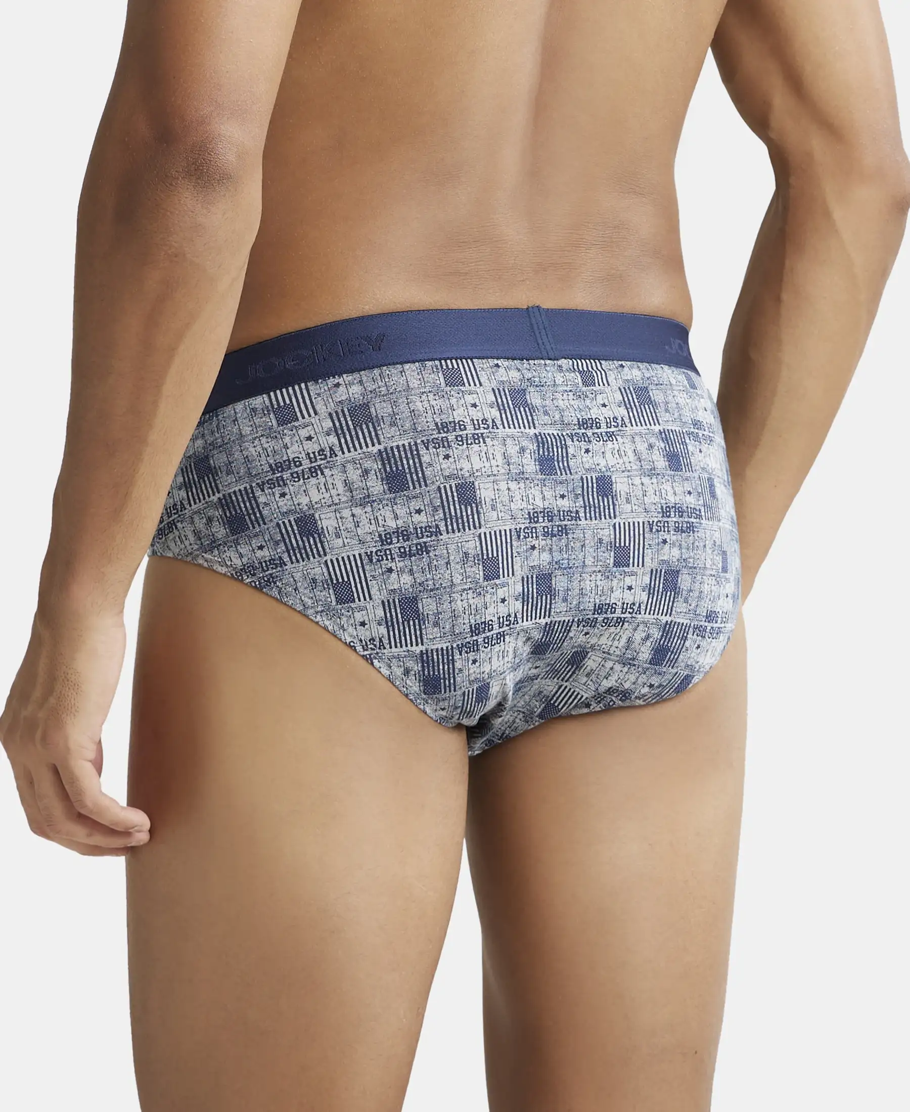 Super Combed Cotton Printed Brief with Ultrasoft Waistband - Nickle - Image 3