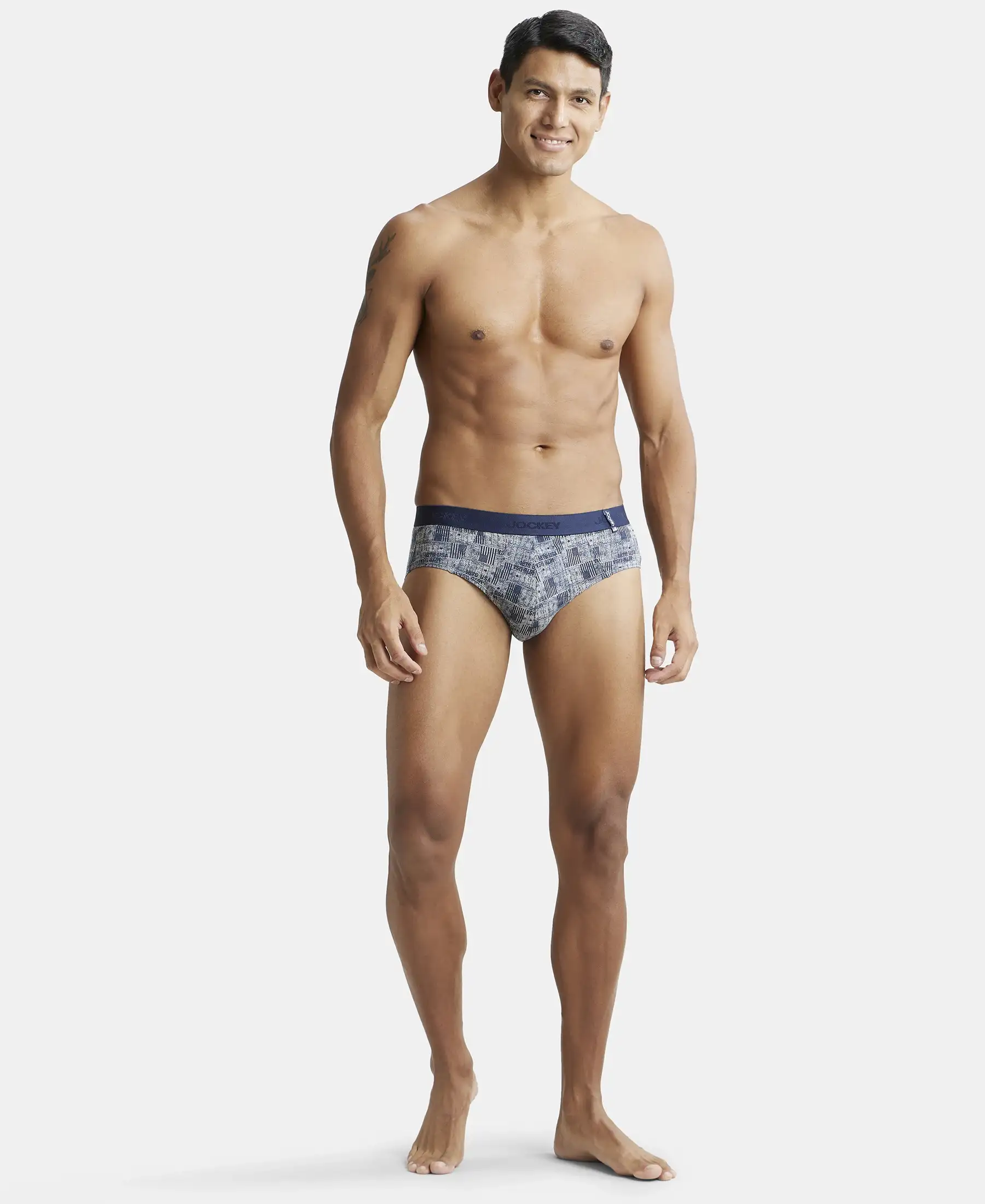 Super Combed Cotton Printed Brief with Ultrasoft Waistband - Nickle - Image 4