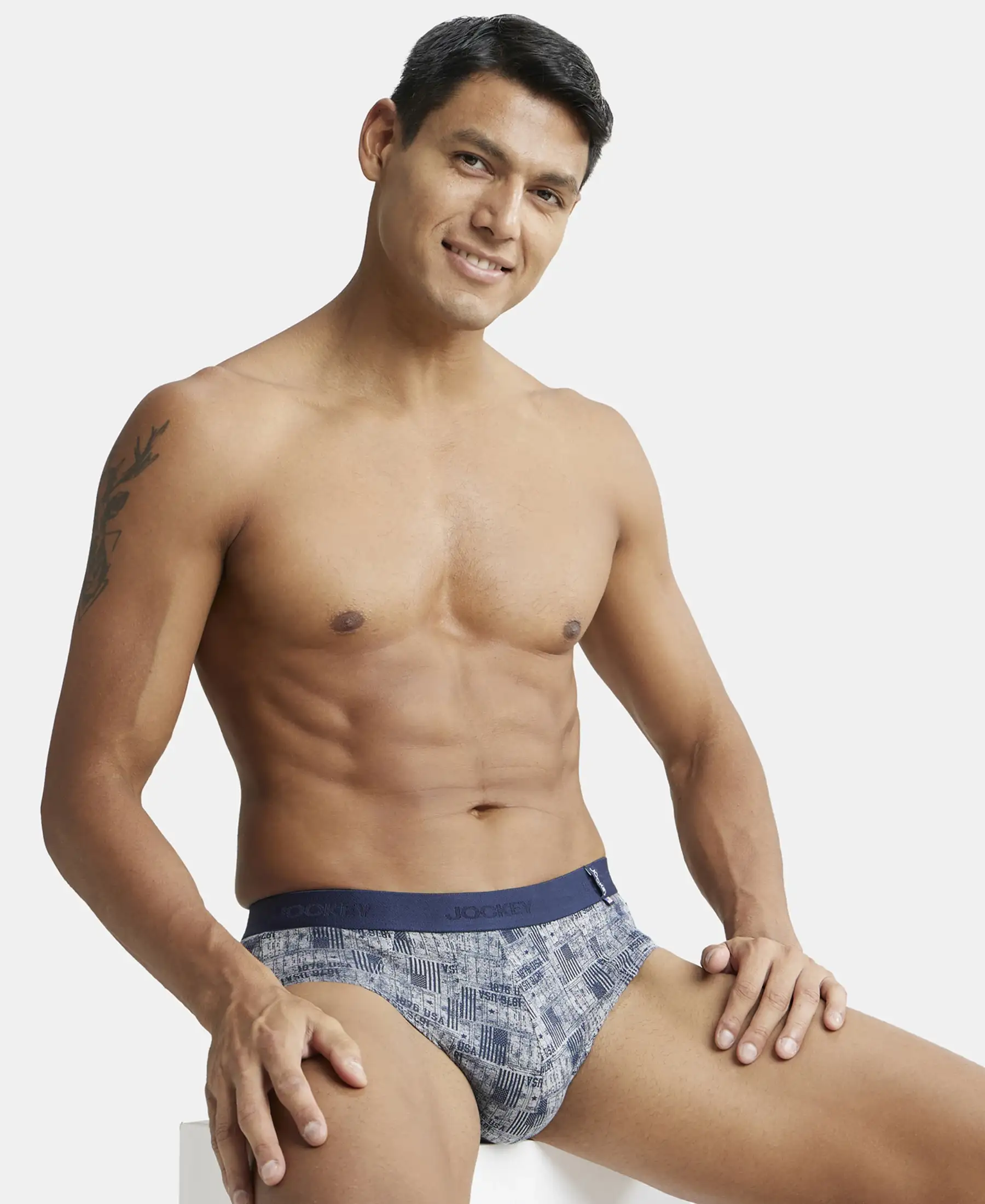 Super Combed Cotton Printed Brief with Ultrasoft Waistband - Nickle - Image 5