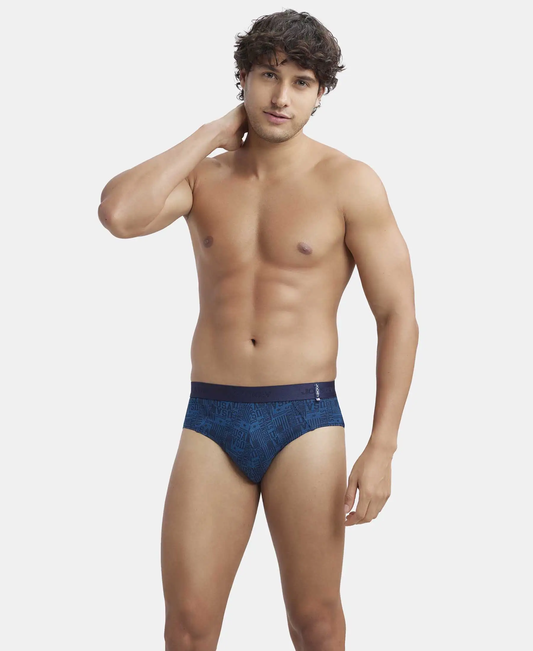 Super Combed Cotton Printed Brief with Ultrasoft Waistband - Seaport Teal - Image 5