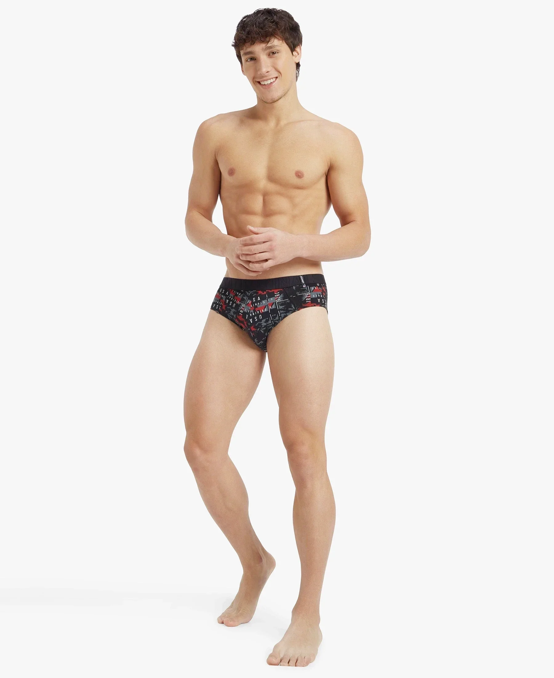 Super Combed Cotton Printed Brief with Ultrasoft Waistband - White & Black (Pack of 2) - Image 14