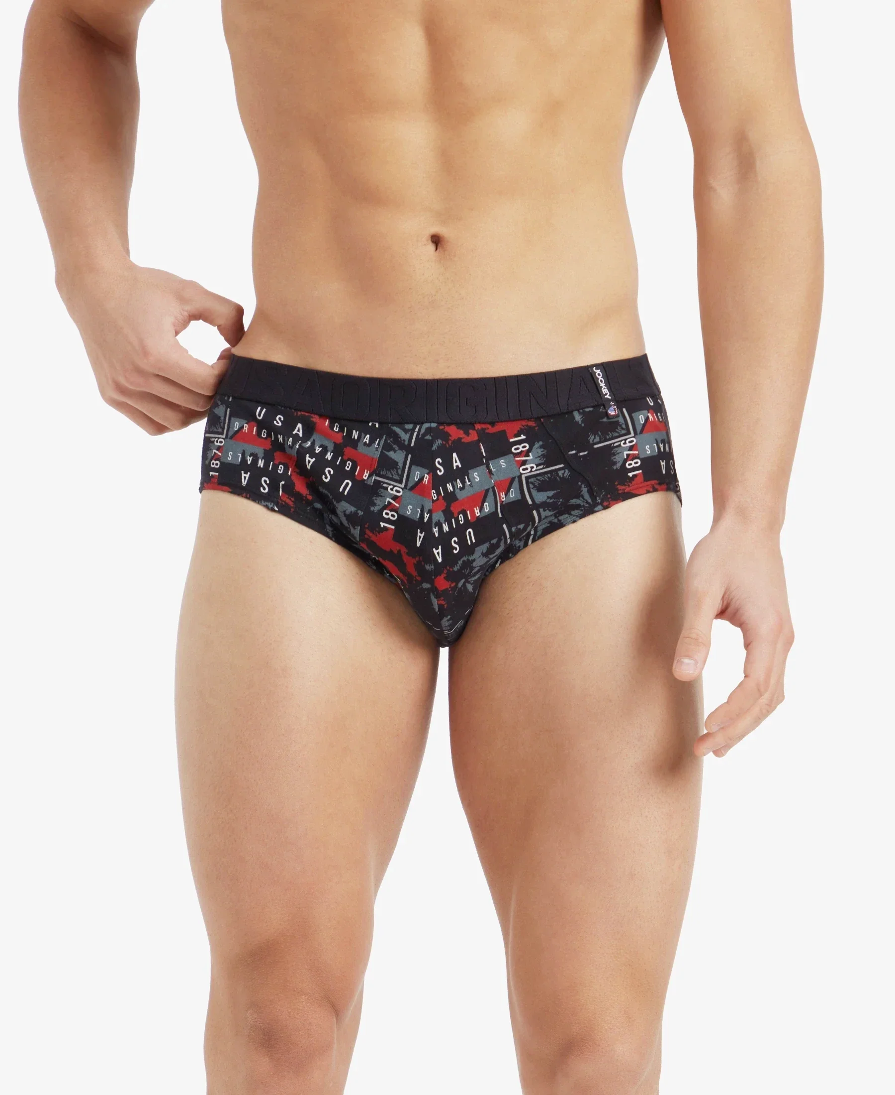 Super Combed Cotton Printed Brief with Ultrasoft Waistband - White & Black (Pack of 2) - Image 3
