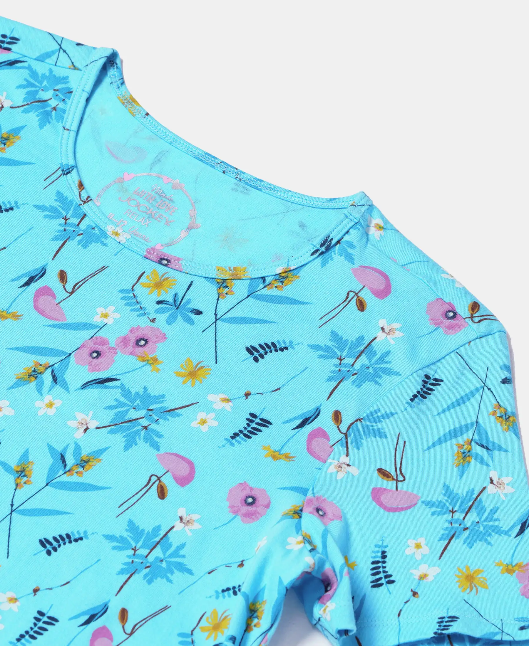 Girl's Super Combed Cotton Printed Dress with Matching Headband - Blue Curacao Printed - Image 3