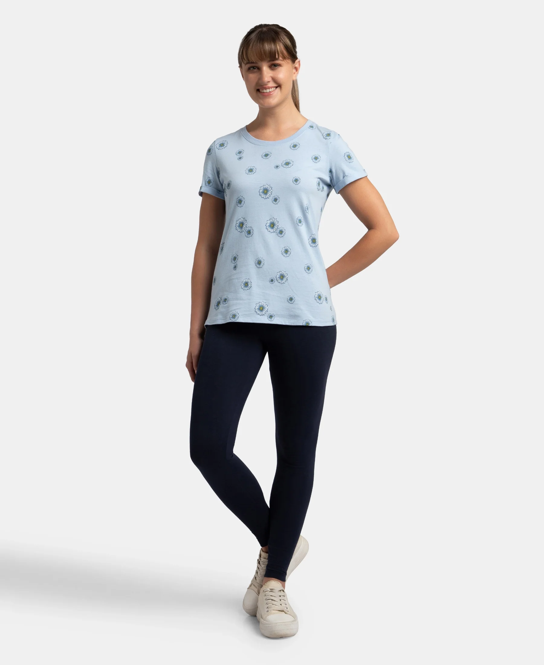 Super Combed Cotton Relaxed Fit Printed Half Sleeve T-Shirt - Chambray Blue - Image 4