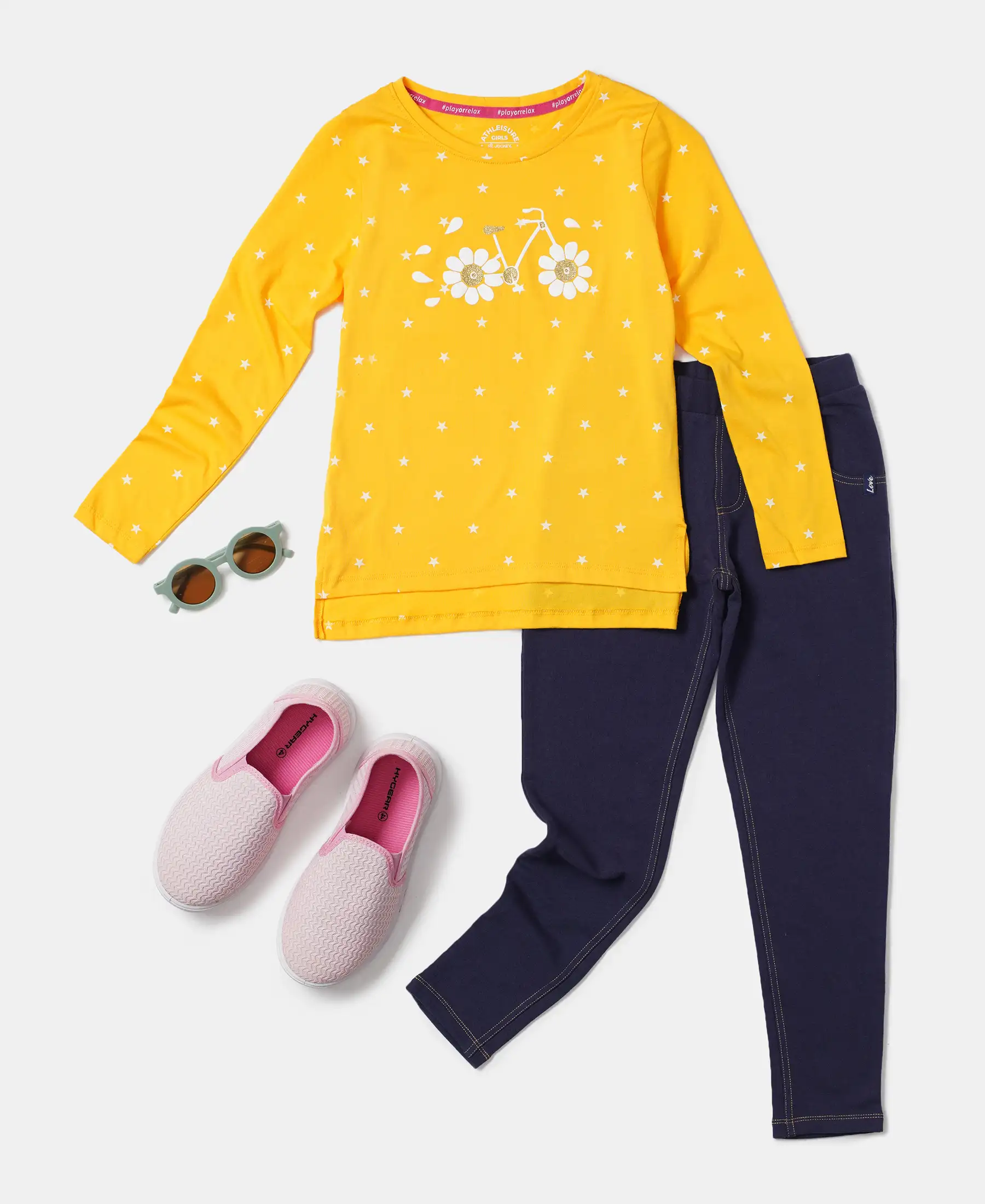 Girl's Super Combed Cotton Printed Full Sleeve T-Shirt - Spectra Yellow - Image 4