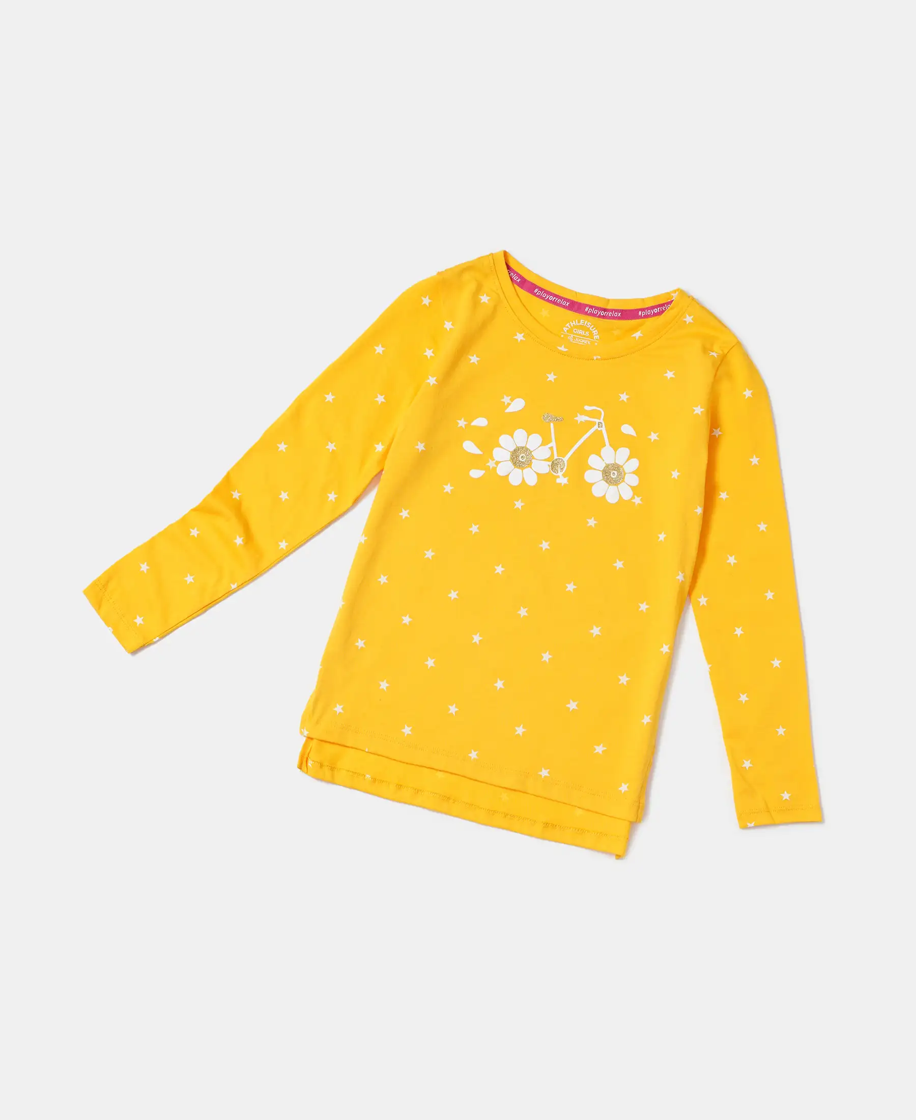 Girl's Super Combed Cotton Printed Full Sleeve T-Shirt - Spectra Yellow - Image 5