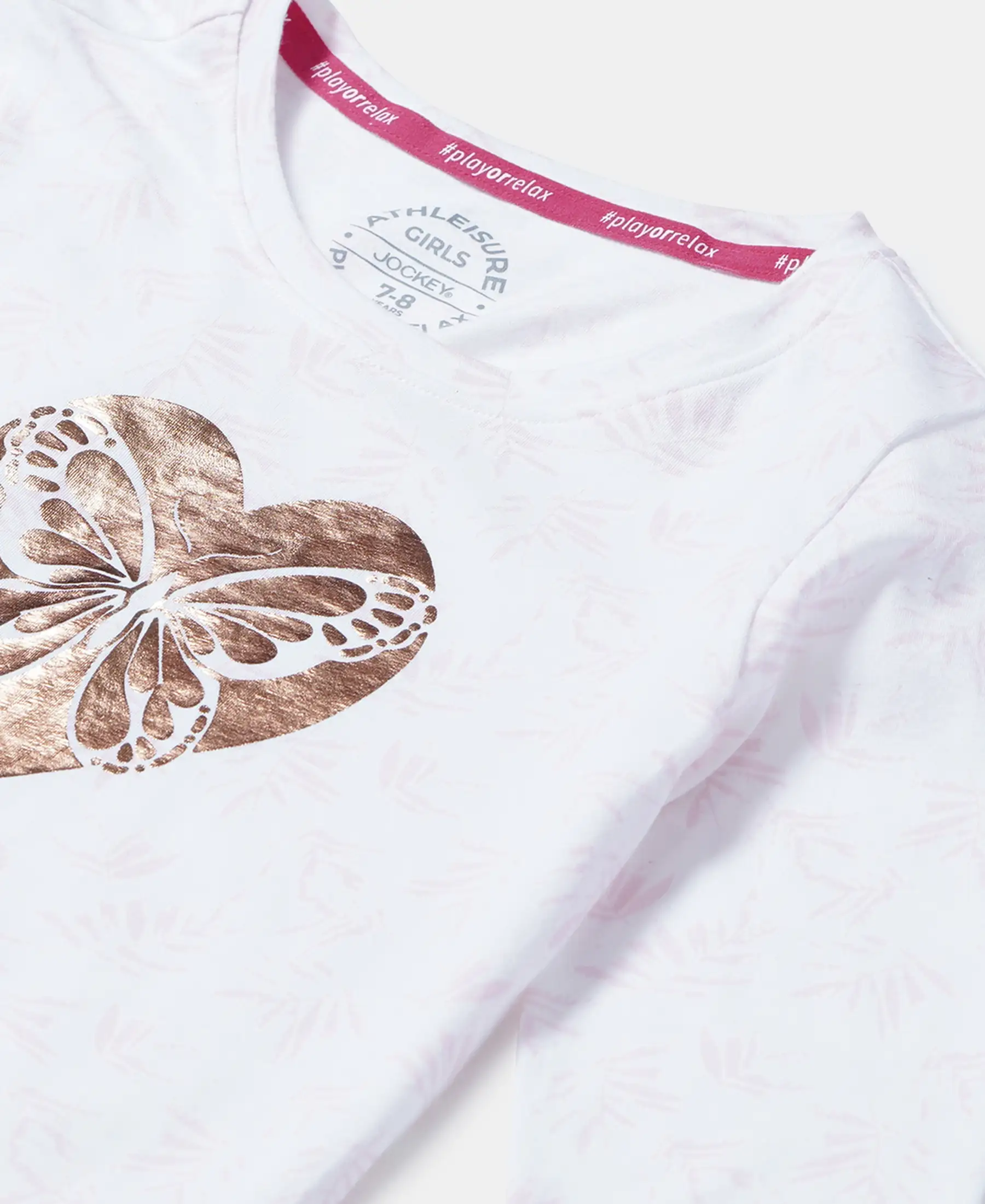 Girl's Super Combed Cotton Printed Full Sleeve T-Shirt - White Printed - Image 3