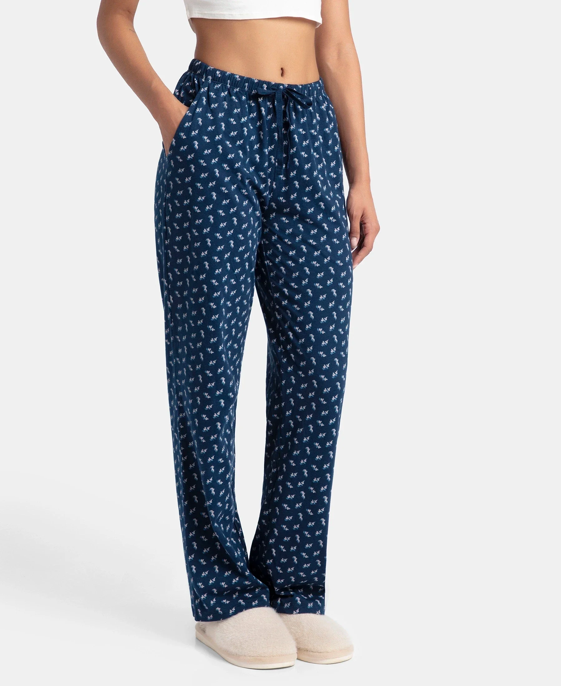 Super Combed Cotton Printed Pyjama with Side Pockets - Pageant Blue - Image 2