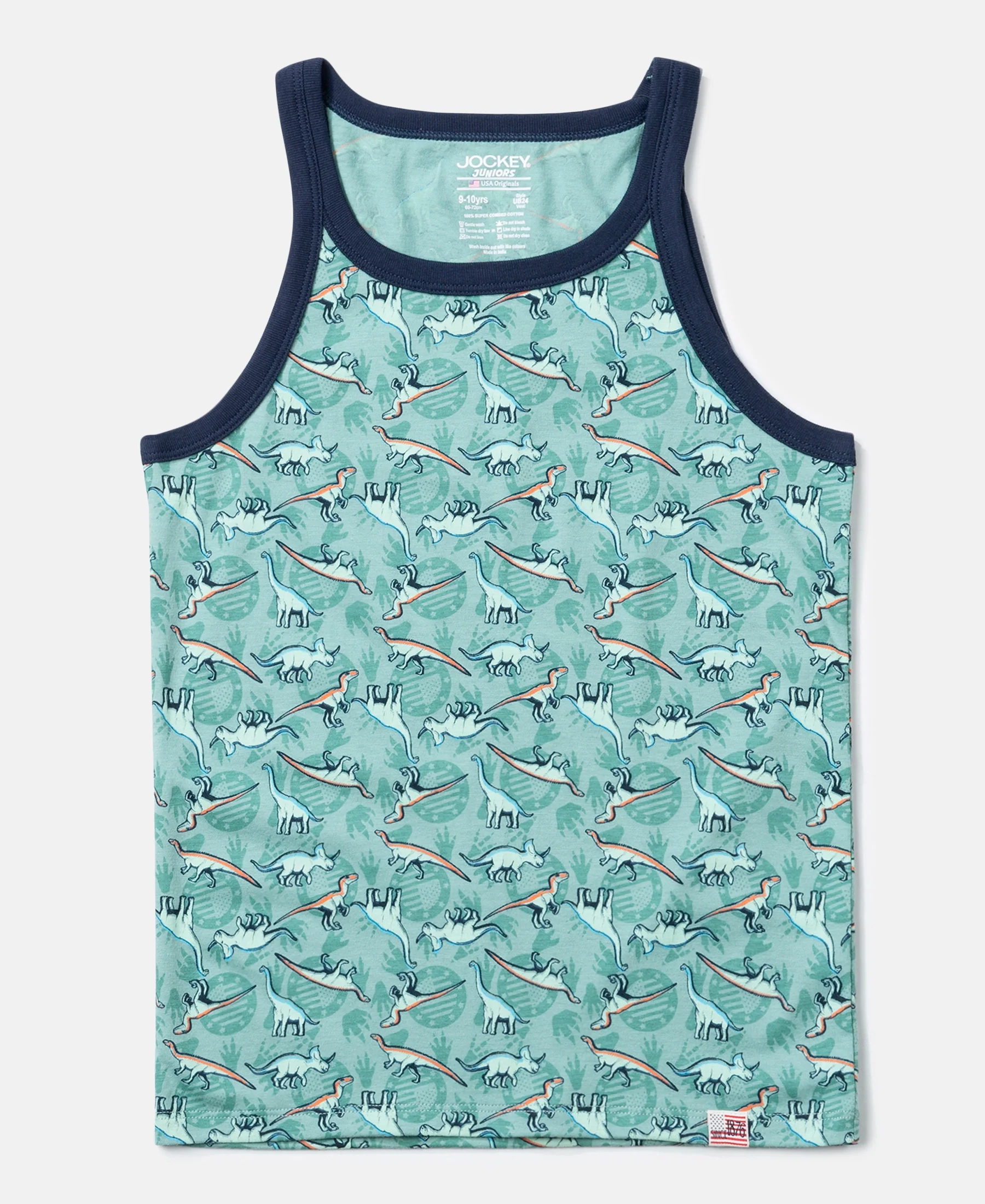 Super Combed Cotton Printed Round Neck Sleeveless Vest - Feldspar & Navy (Pack of 2) - Image 2