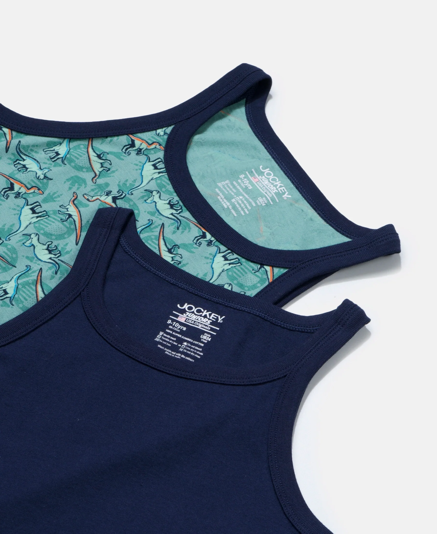 Super Combed Cotton Printed Round Neck Sleeveless Vest - Feldspar & Navy (Pack of 2) - Image 7