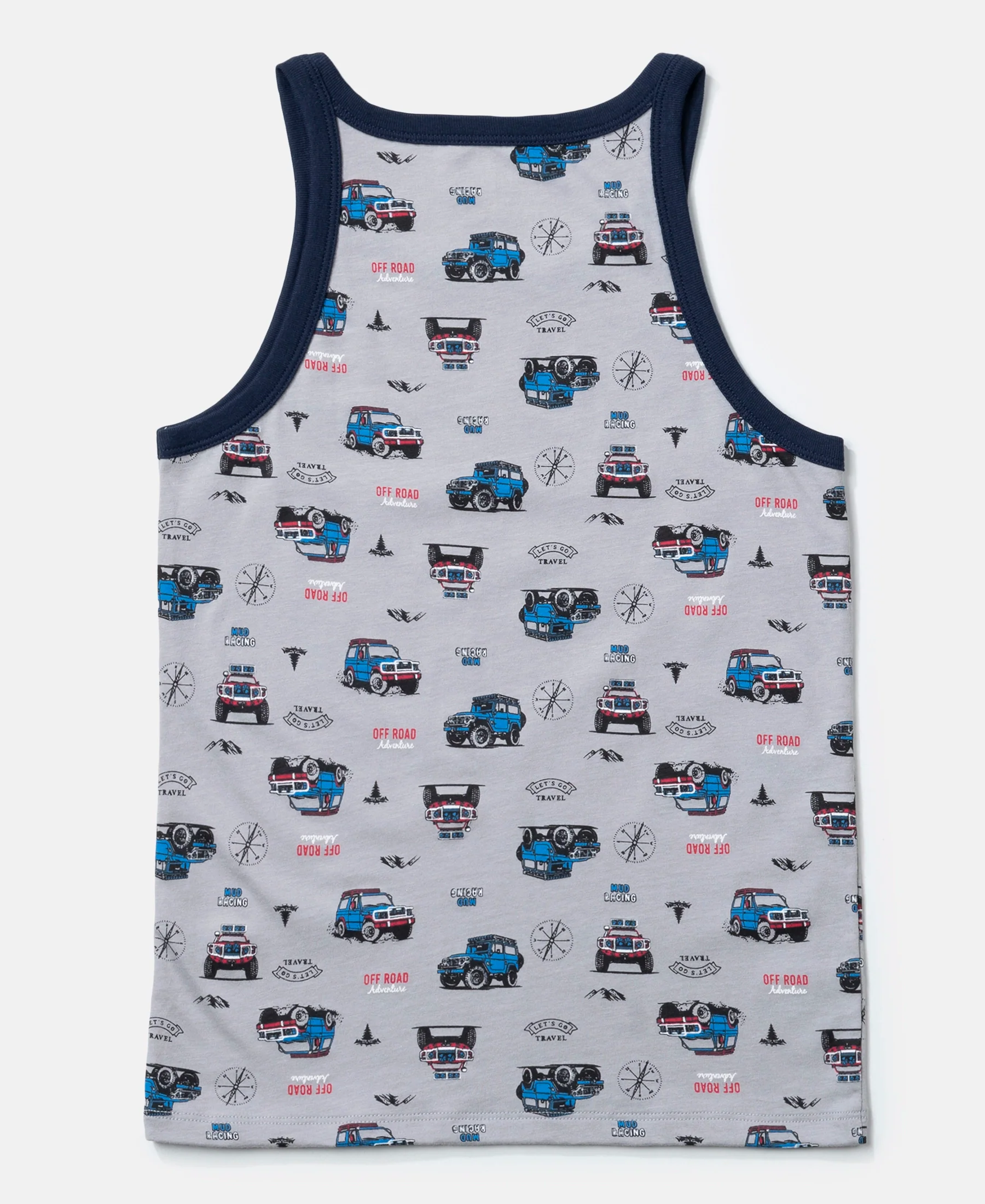 Super Combed Cotton Printed Round Neck Sleeveless Vest - Ultimate Grey & Chilli Pepper (Pack of 2) - Image 6