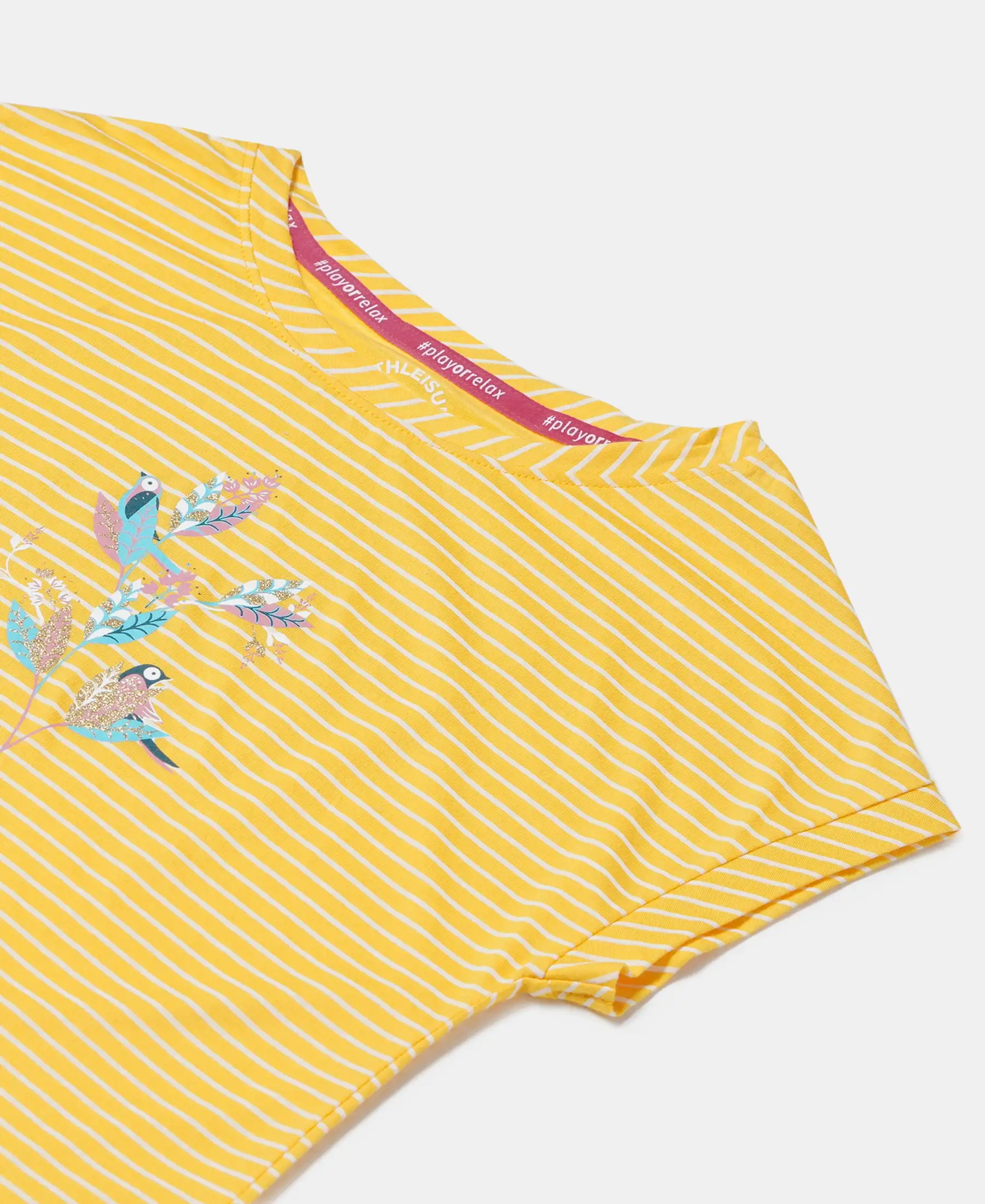 Girl's Super Combed Cotton Printed Short Sleeve T-Shirt - Spectra Yellow - Image 3