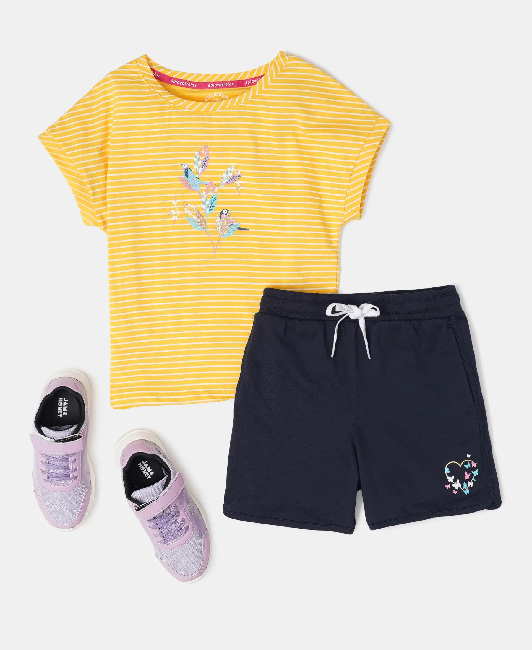 Girl's Super Combed Cotton Printed Short Sleeve T-Shirt - Spectra Yellow - Image 4