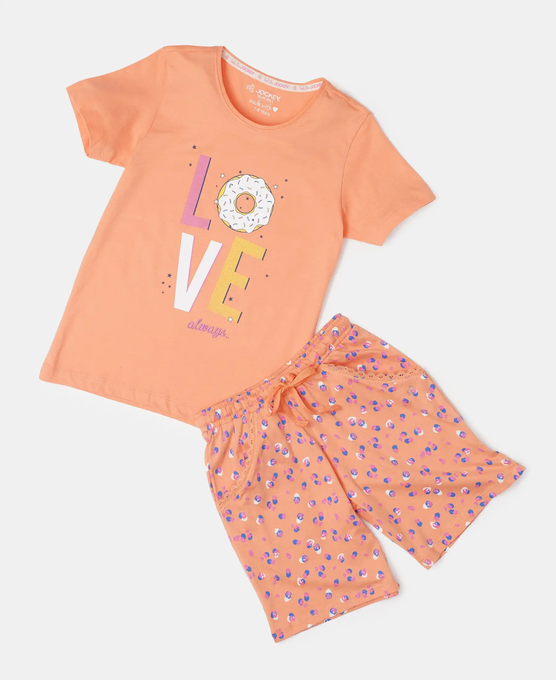 Girl's Super Combed Cotton Printed Shorts - Coral Reef Printed - Image 4