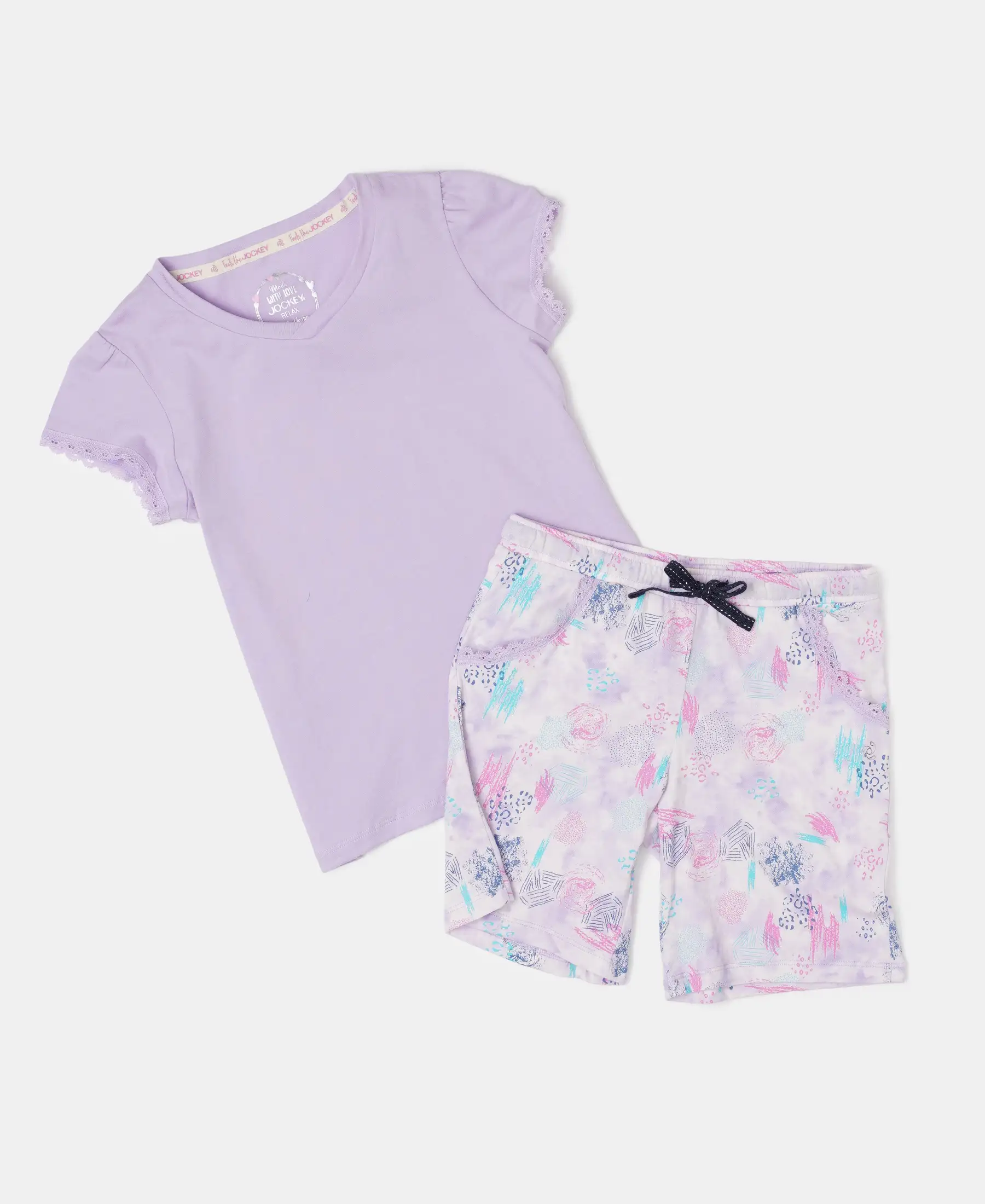 Girl's Super Combed Cotton Printed Shorts - Lavendula - Image 5