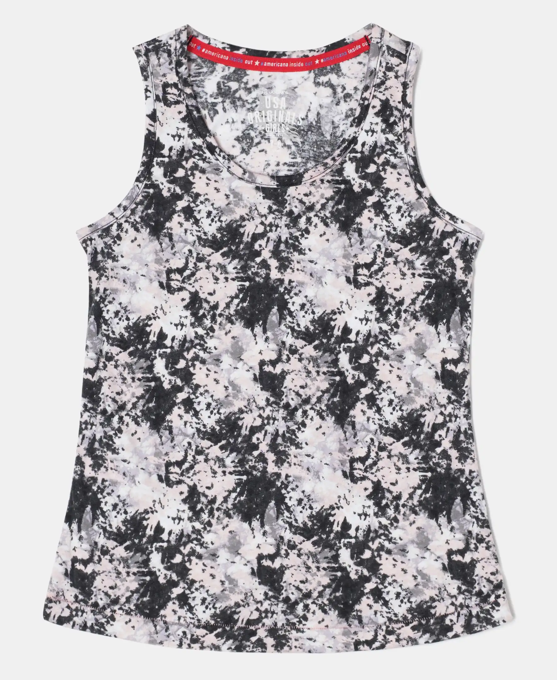Girl's Super Combed Cotton Printed Tank Top - Black Printed