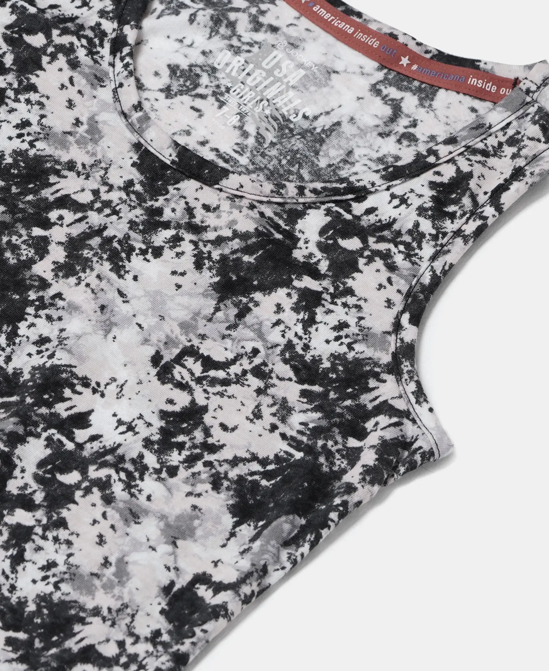Girl's Super Combed Cotton Printed Tank Top - Black Printed - Image 3