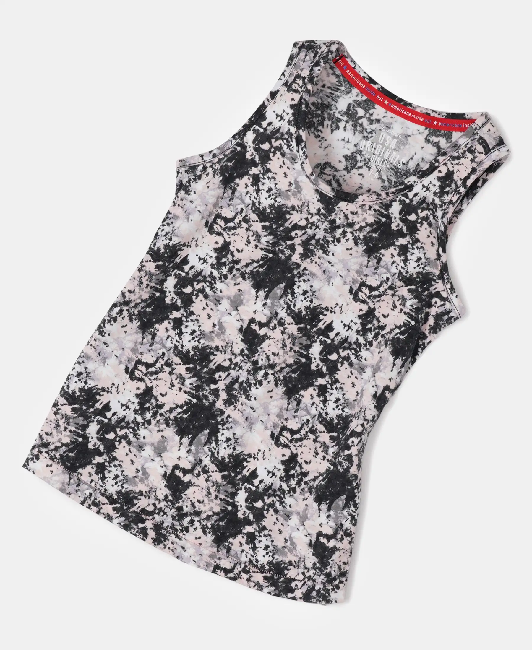Girl's Super Combed Cotton Printed Tank Top - Black Printed - Image 5