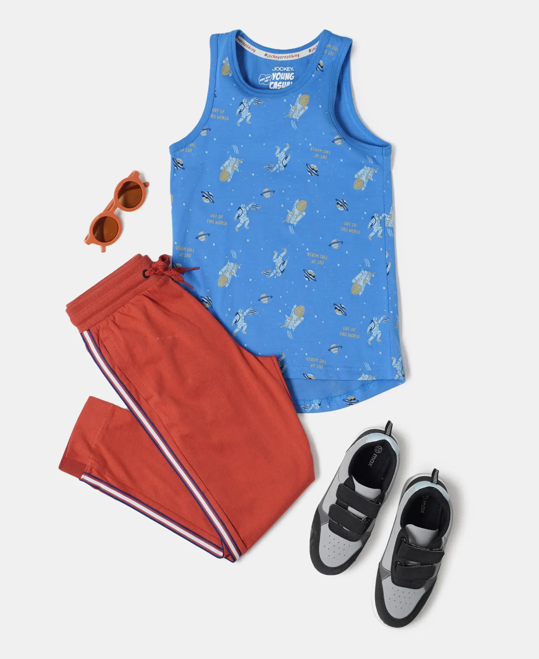 Boy's Super Combed Cotton Printed Tank Top - Palace Blue - Image 4