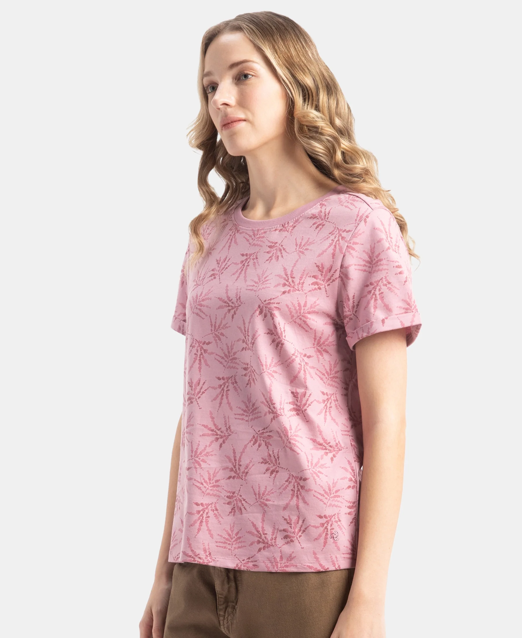 Super Combed Cotton Relaxed Fit Printed Half Sleeve T-Shirt - Lilas - Image 2