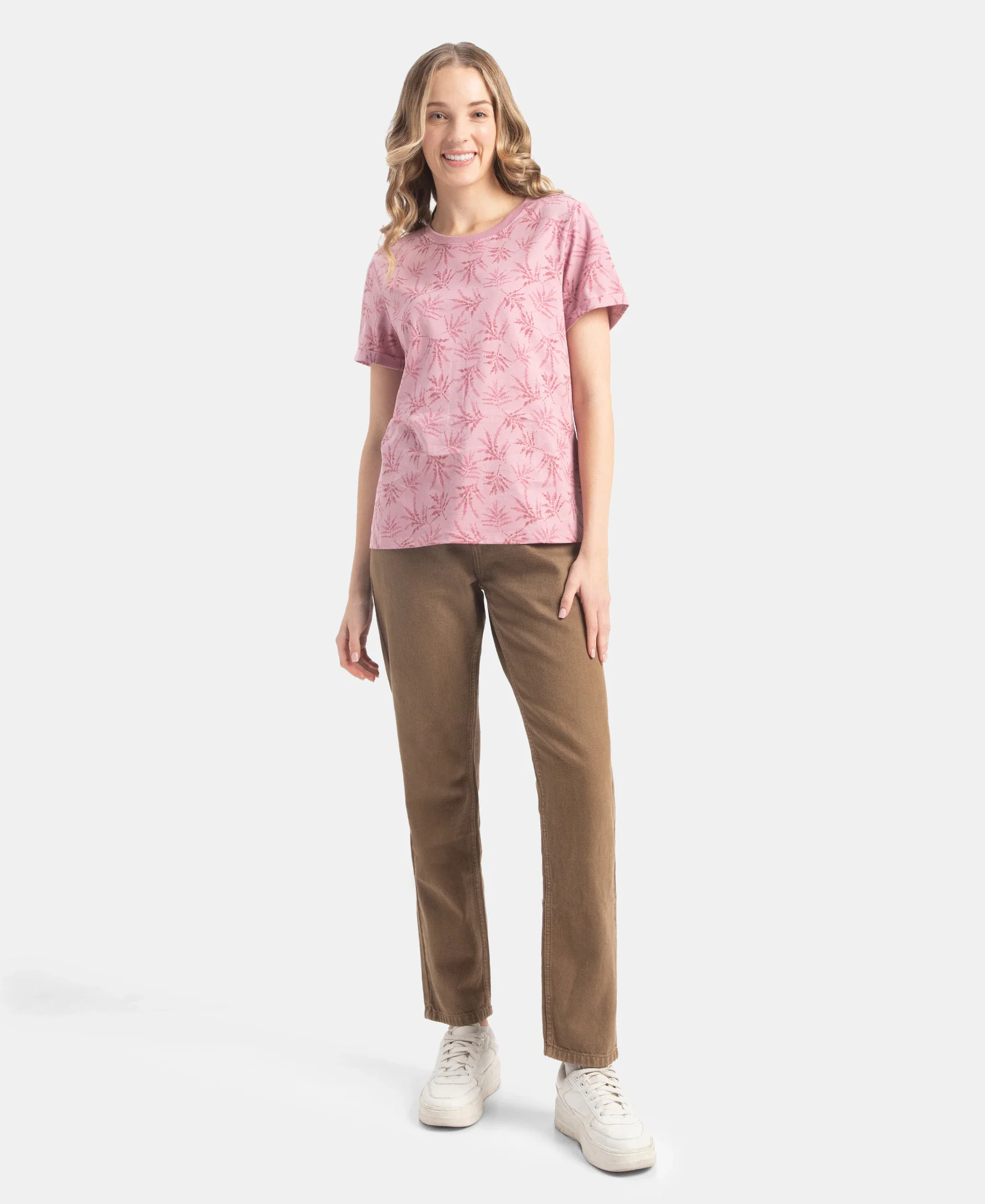 Super Combed Cotton Relaxed Fit Printed Half Sleeve T-Shirt - Lilas - Image 4