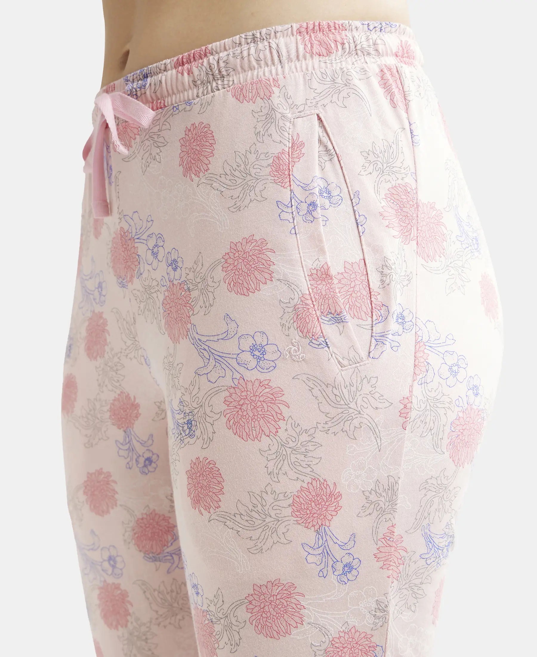Super Combed Cotton Relaxed Fit Printed Pyjama with Side Pockets - Orchid Pink - Image 7