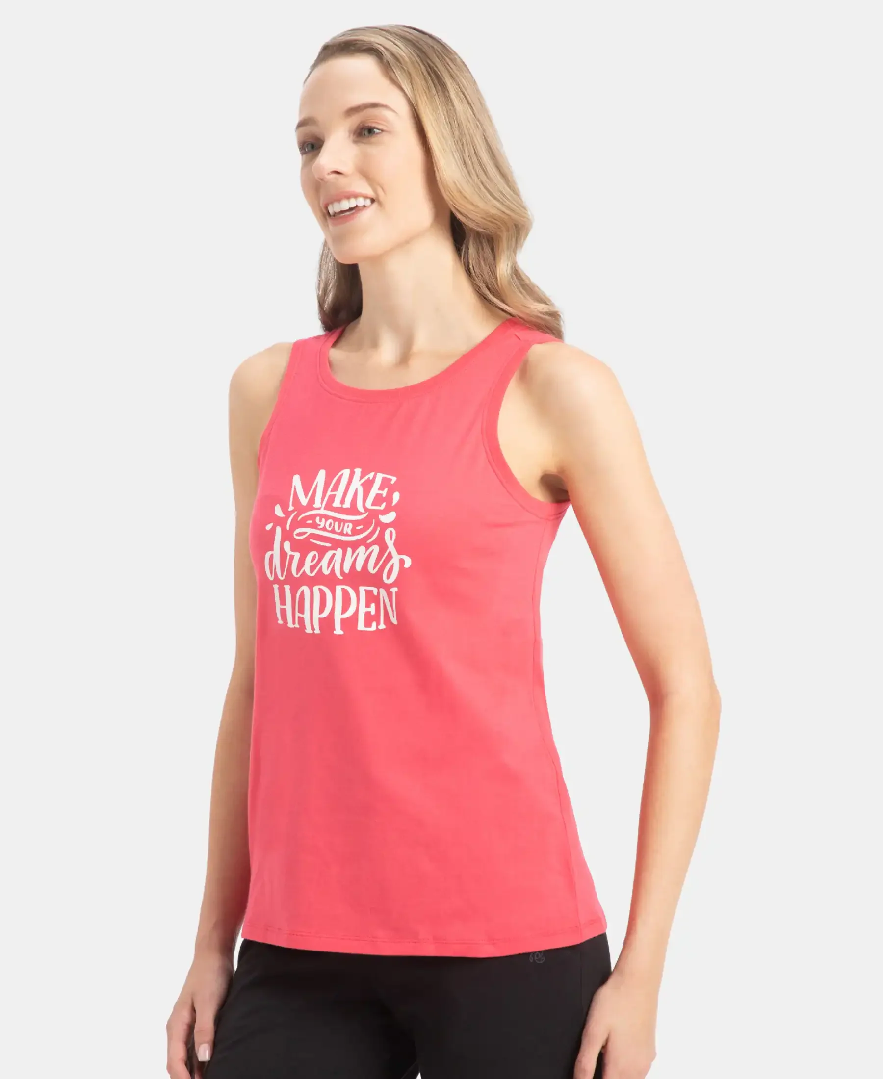 Super Combed Cotton Relaxed Fit Printed Racerback Styled Tank Top - Rogue Red - Image 2