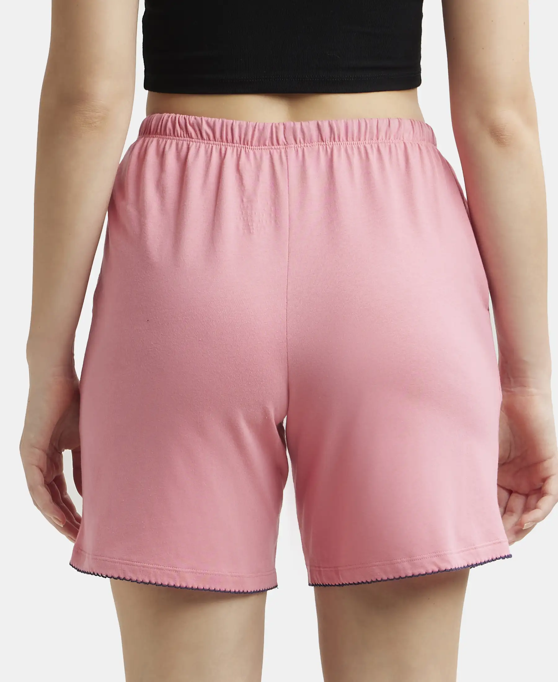 Super Combed Cotton Relaxed Fit Sleep Shorts with Convenient Side Pockets - Confetti - Image 3