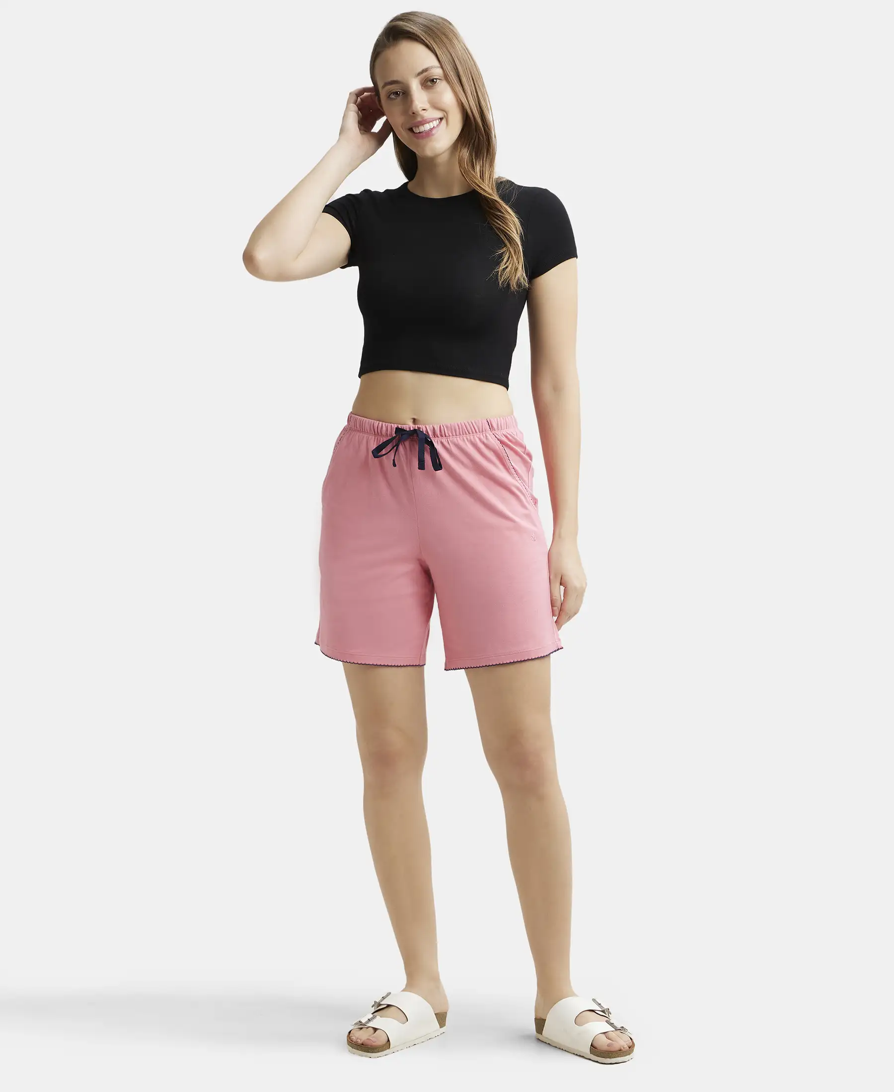 Super Combed Cotton Relaxed Fit Sleep Shorts with Convenient Side Pockets - Confetti - Image 6