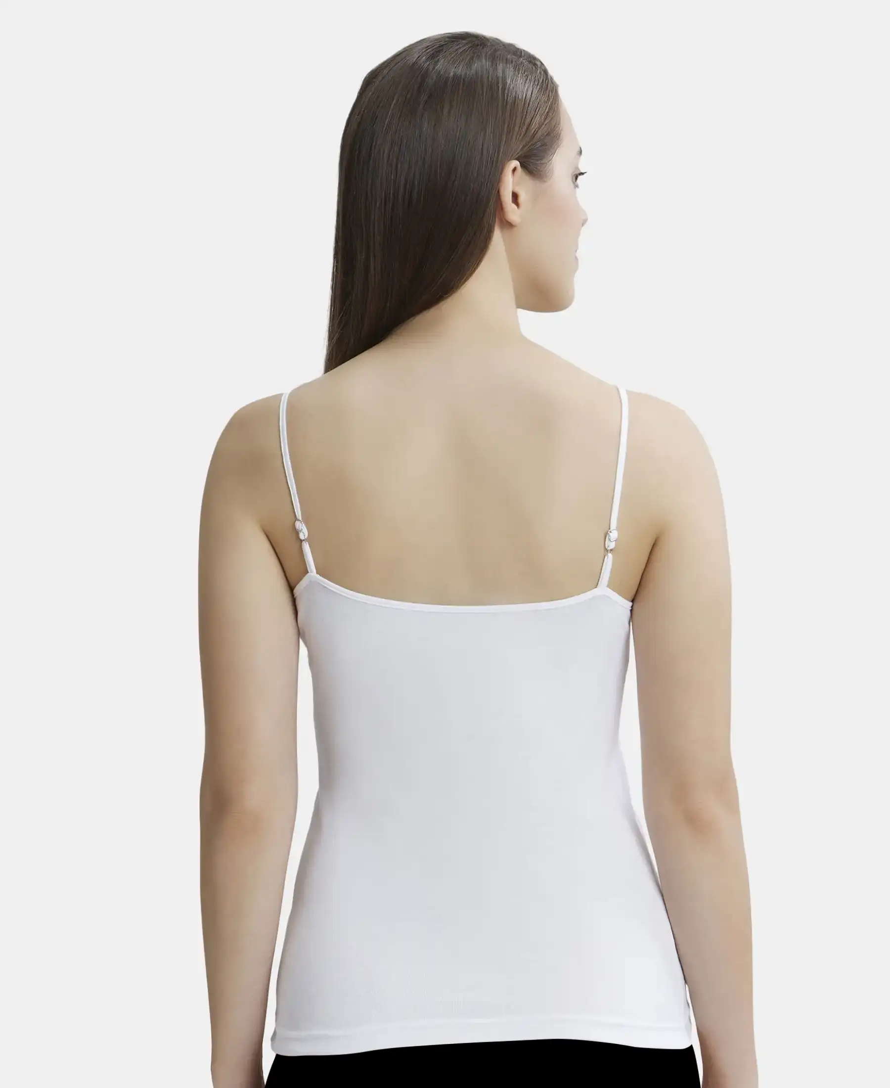 Super Combed Cotton Rib Camisole with Adjustable Straps and StayFresh Treatment - Black & White (Pack of 2) - Image 8