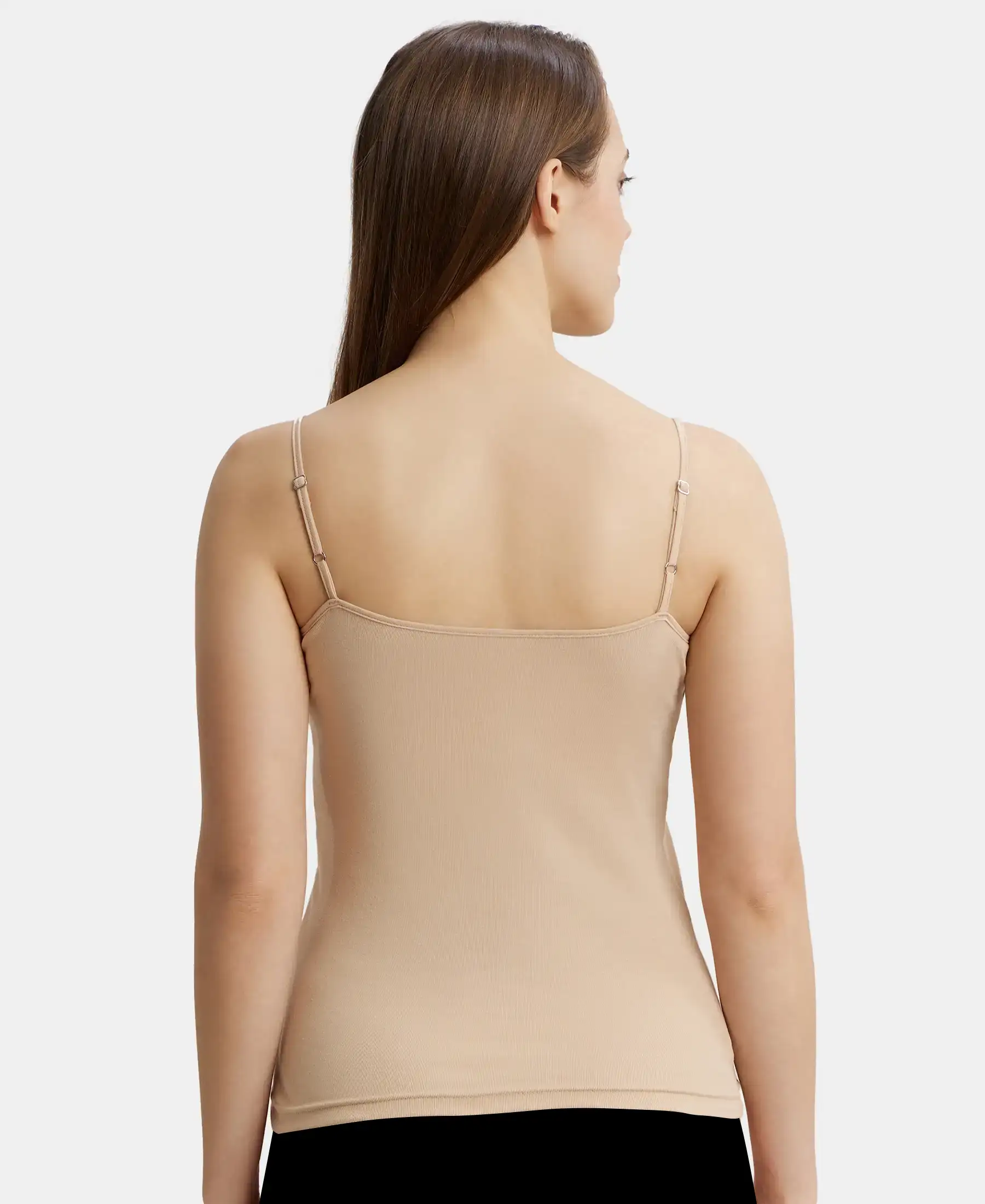 Super Combed Cotton Rib Camisole with Adjustable Straps and StayFresh Treatment - Light Skin - Image 3