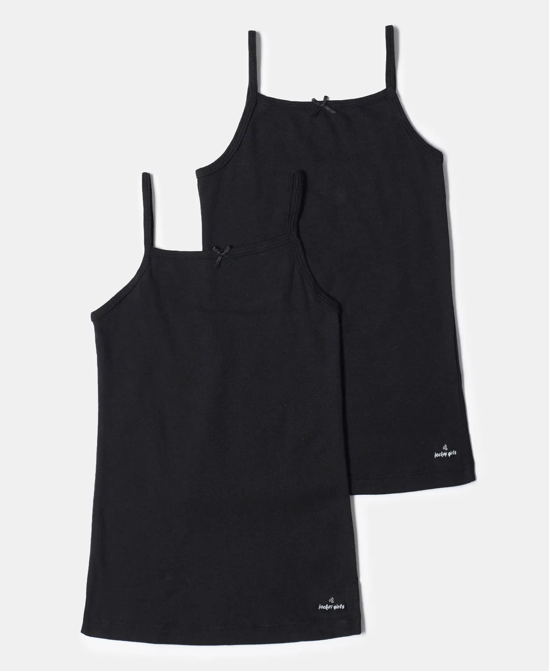 Super Combed Cotton Rib Fabric Camisole with Regular Straps - Black (Pack of 2) - Image 5