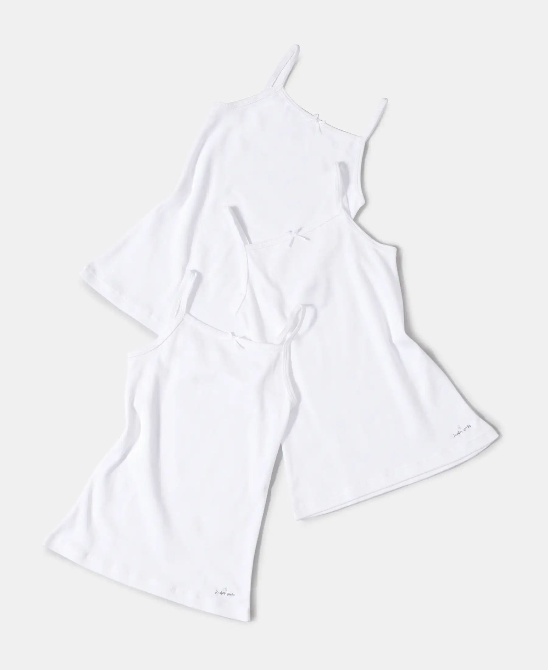 Super Combed Cotton Rib Fabric Camisole with Regular Straps - White (Pack of 3)