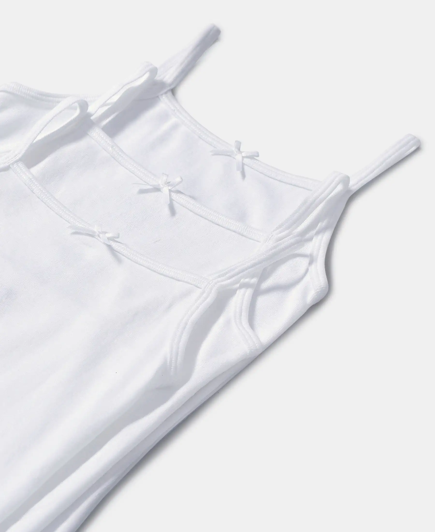 Super Combed Cotton Rib Fabric Camisole with Regular Straps - White (Pack of 3) - Image 2