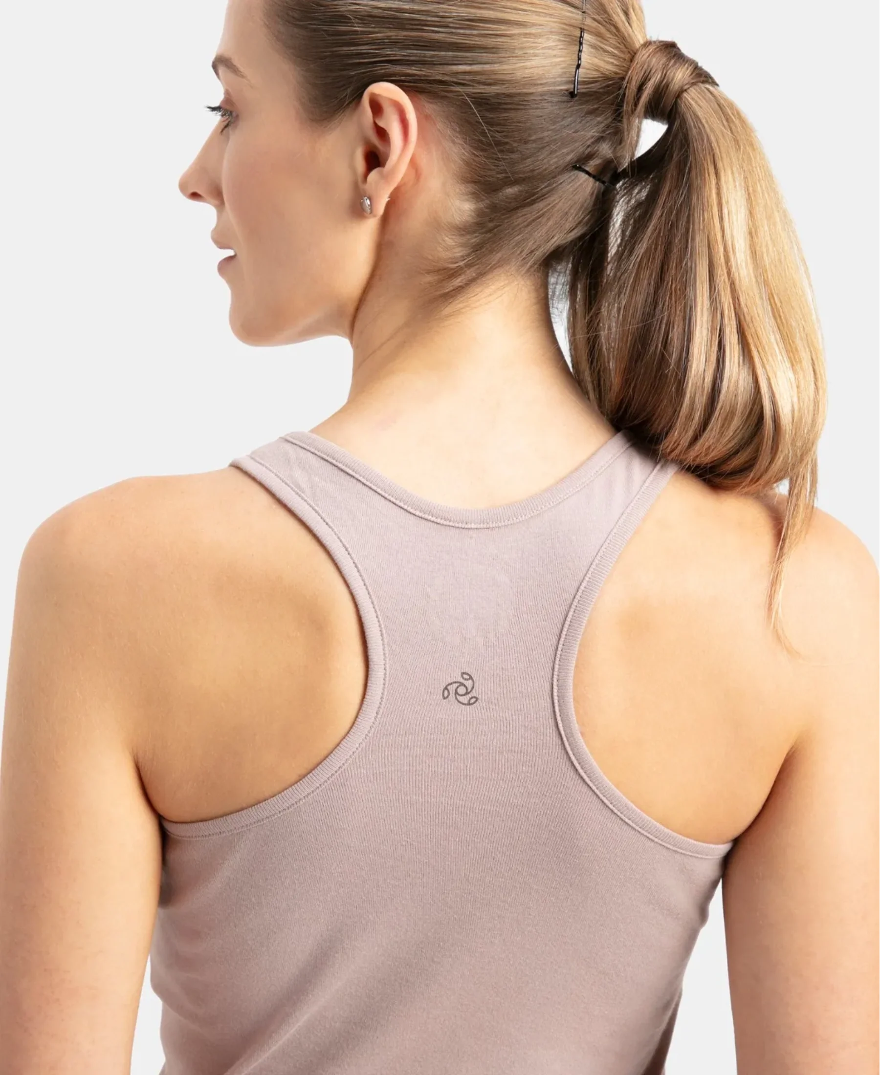 Super Combed Cotton Rib Fabric Slim Fit Solid Racerback Styled Tank Top - Mocha - Image 8
