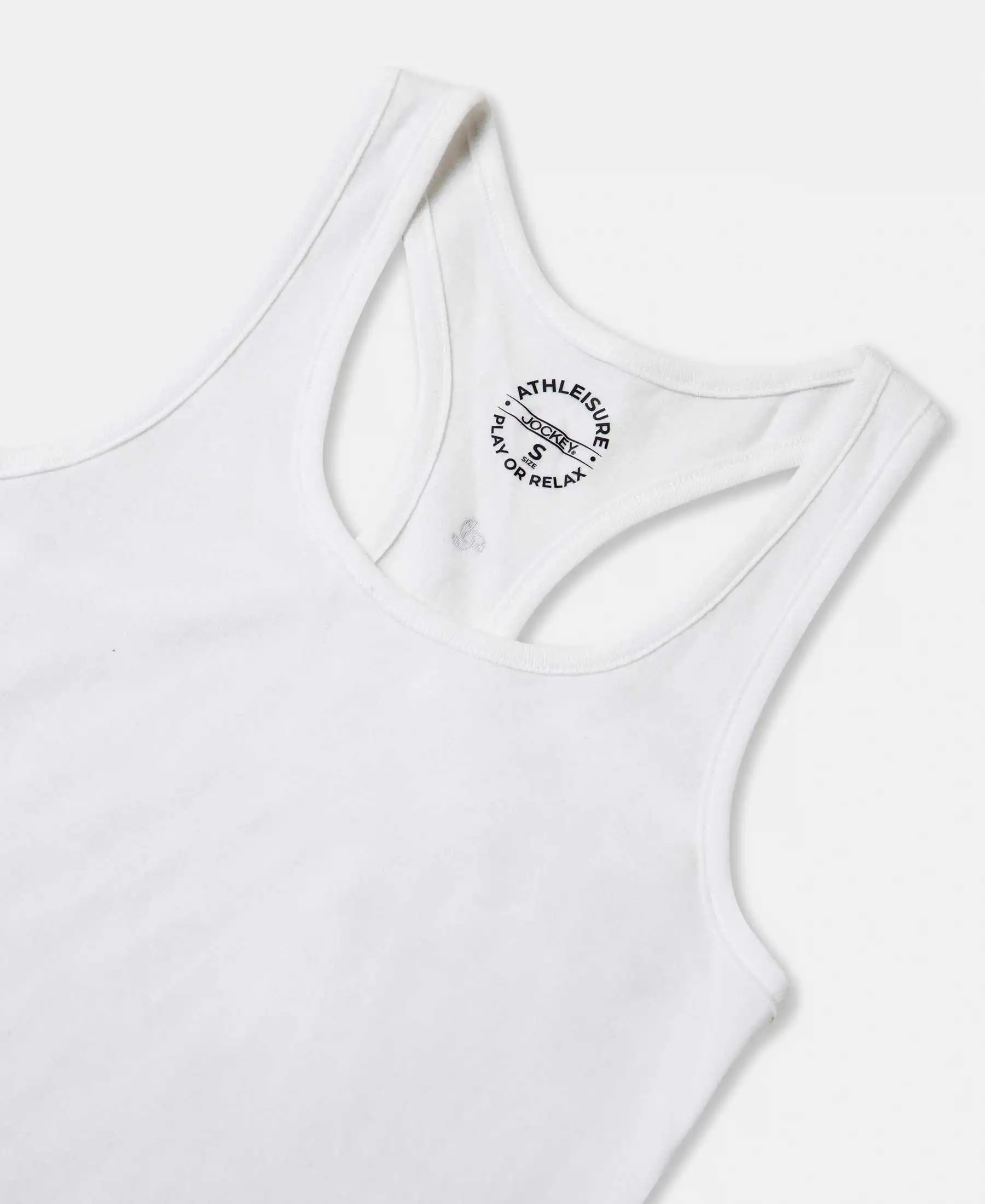 Super Combed Cotton Rib Fabric Slim Fit Solid Racerback Styled Tank Top - White - Image 8