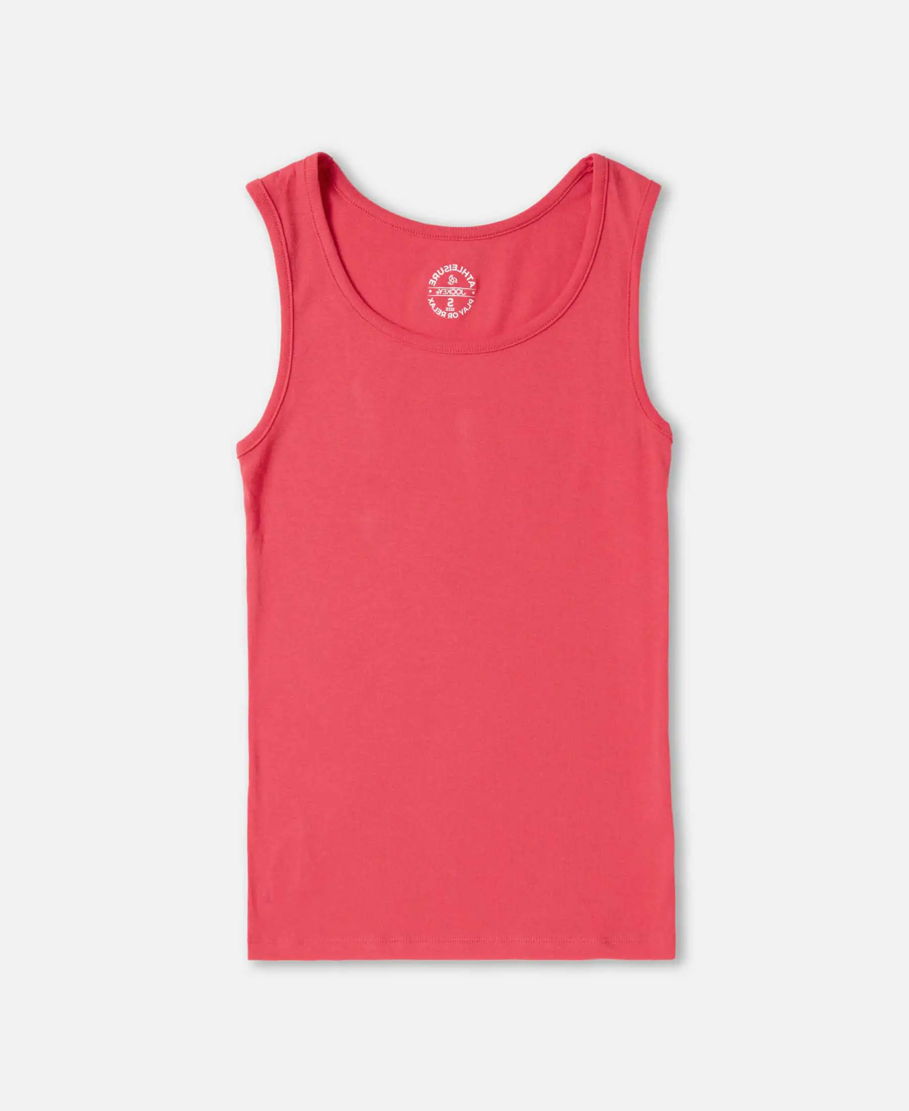 Super Combed Cotton Rib Fabric Slim Fit Solid Tank Top - Ruby - Image 9