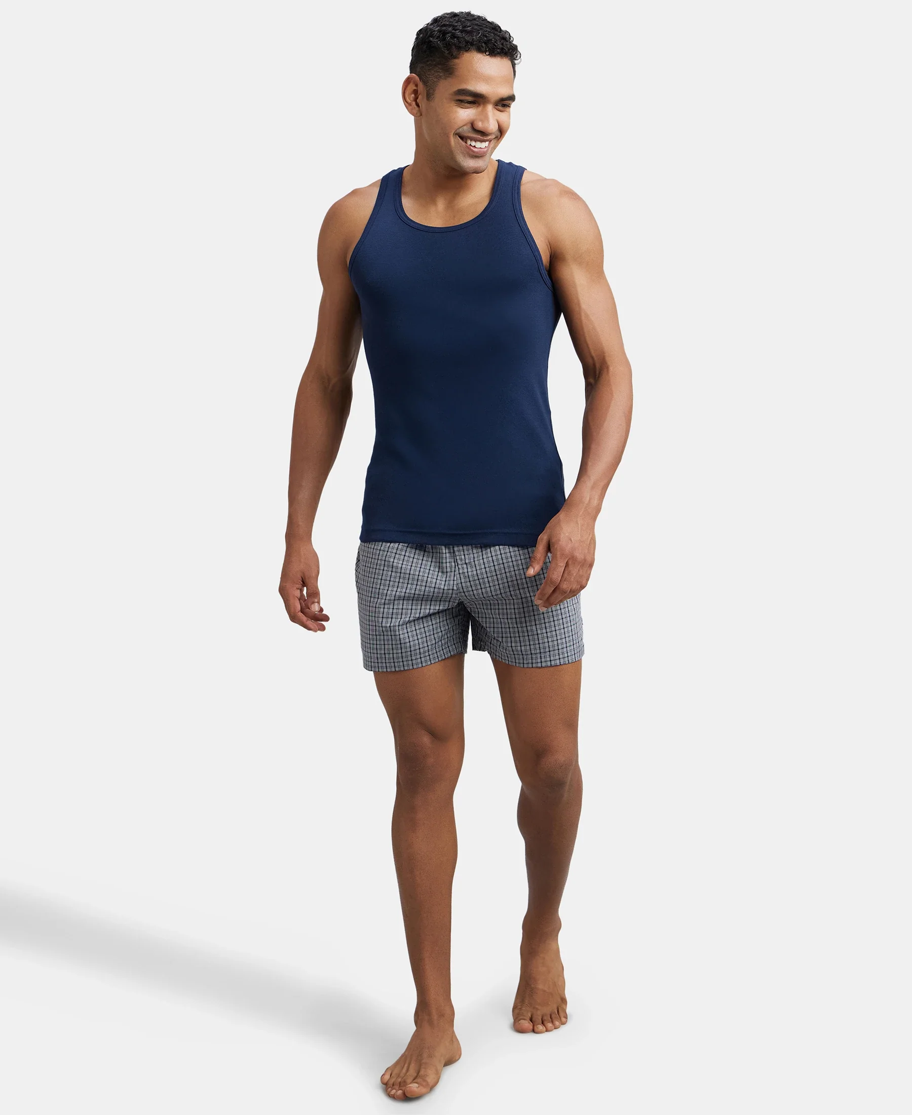 Super Combed Cotton Rib Round Neck Sleeveless Vest - Deep Navy - Image 6