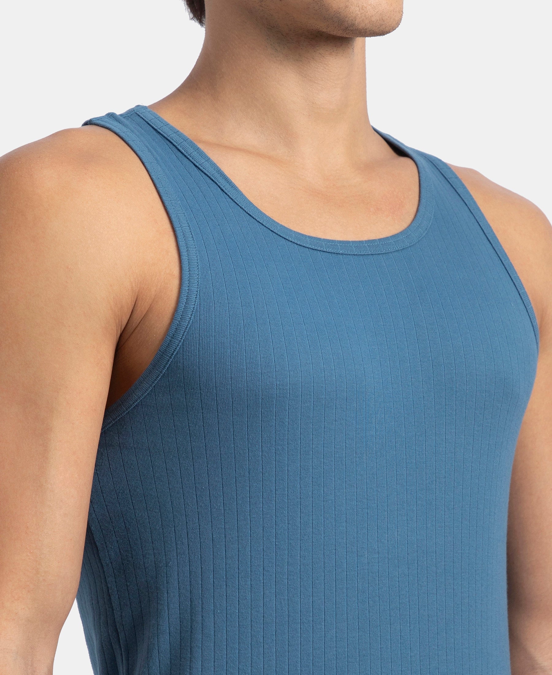 Super Combed Cotton Rib Round Neck with Racerback Gym Vest - Stellar - Image 7