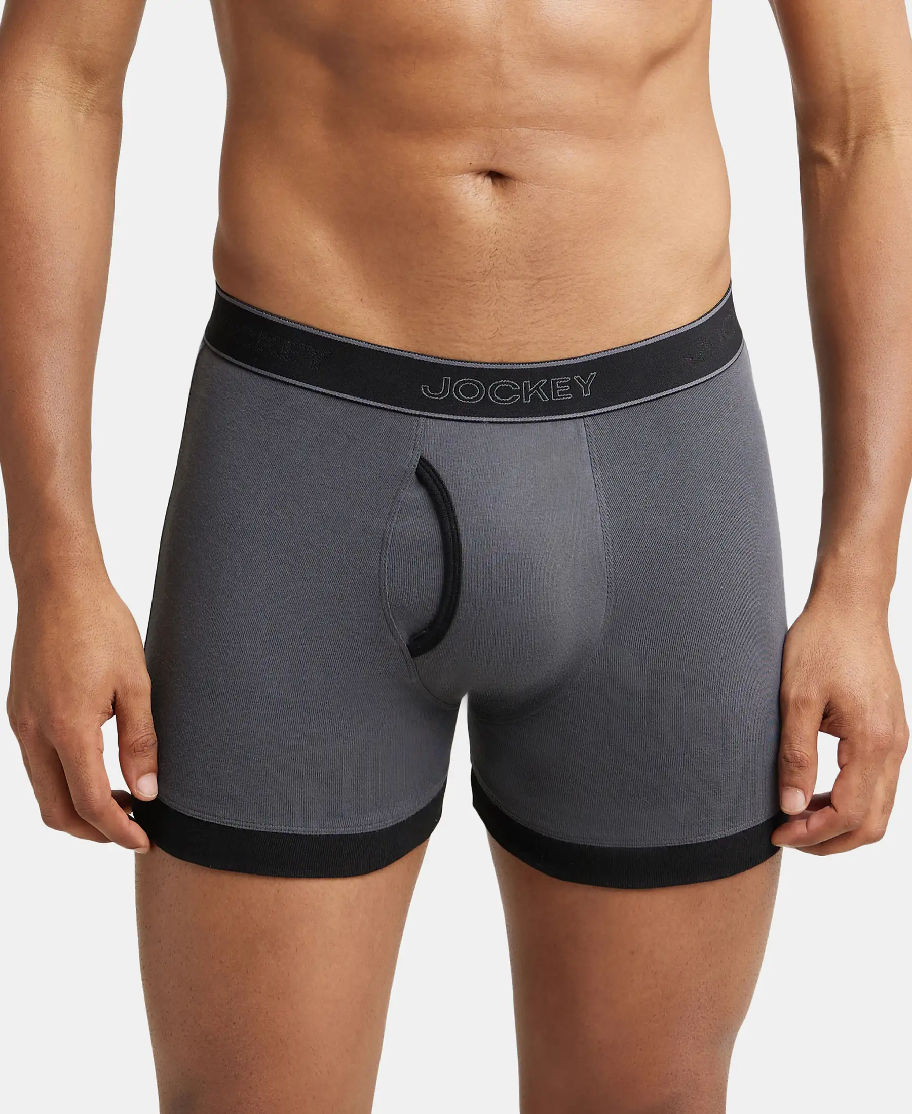 Super Combed Cotton Rib Solid Boxer Brief with StayFresh Treatment - Asphalt & Black