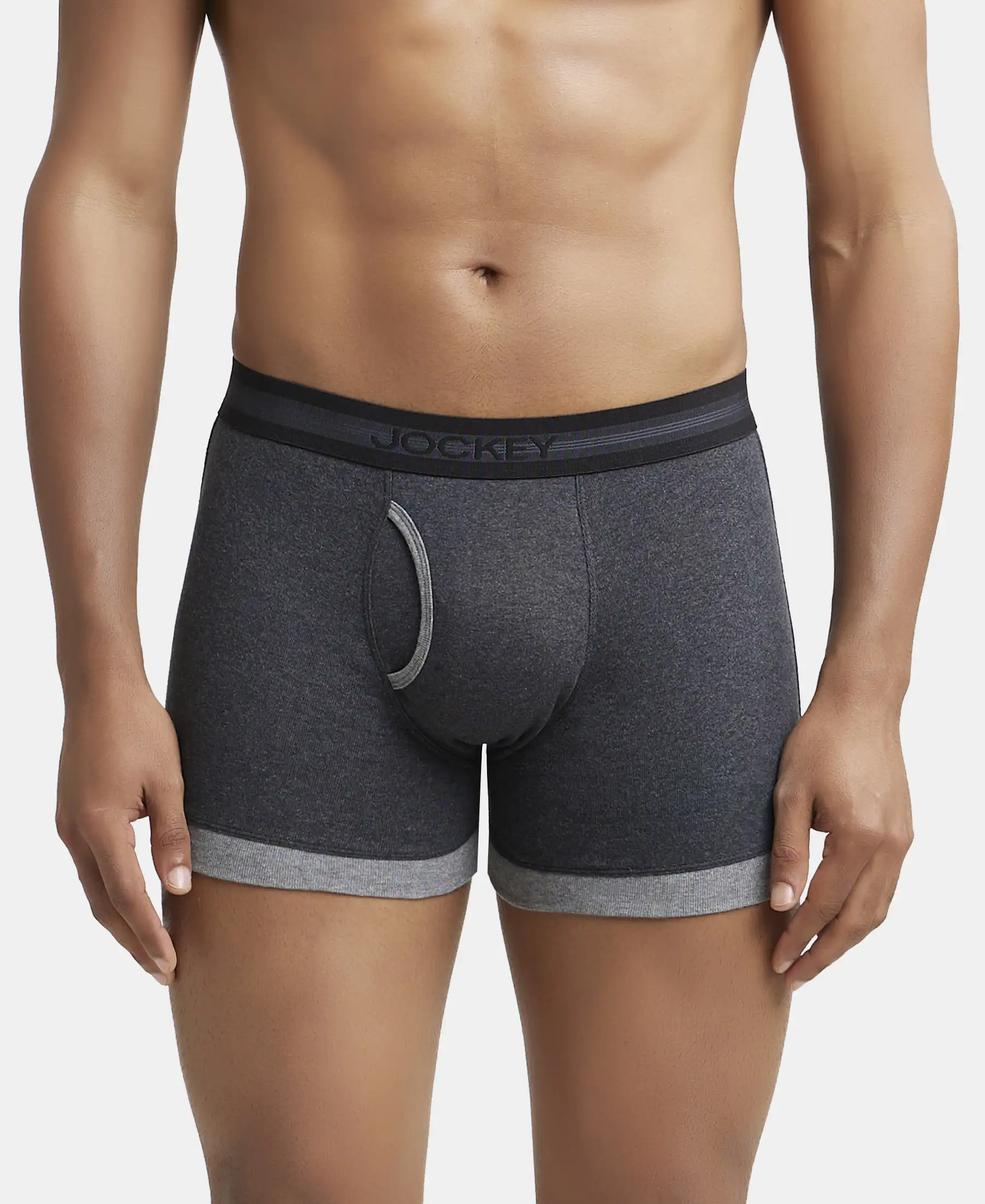 Super Combed Cotton Rib Solid Boxer Brief with StayFresh Treatment - Black Melange & Mid Grey (Pack of 2) - Image 7