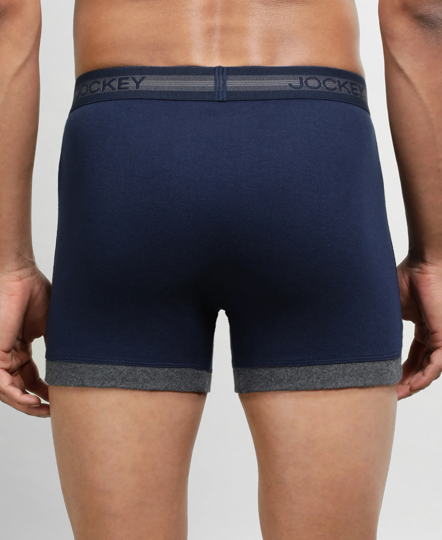 Super Combed Cotton Rib Solid Boxer Brief with StayFresh Treatment - Deep Navy & Charcoal Melange (Pack of 2) - Image 4