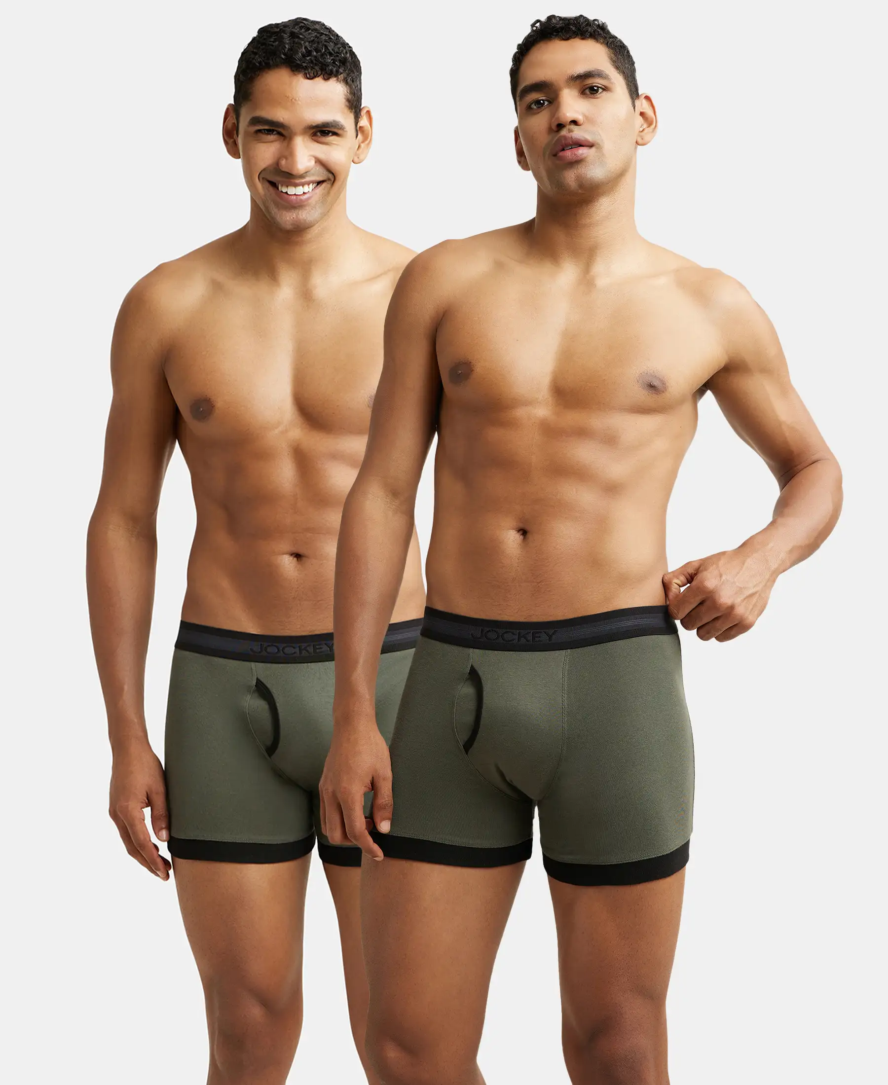 Super Combed Cotton Rib Solid Boxer Brief with StayFresh Treatment - Deep Olive & Black (Pack of 2) - Image 5
