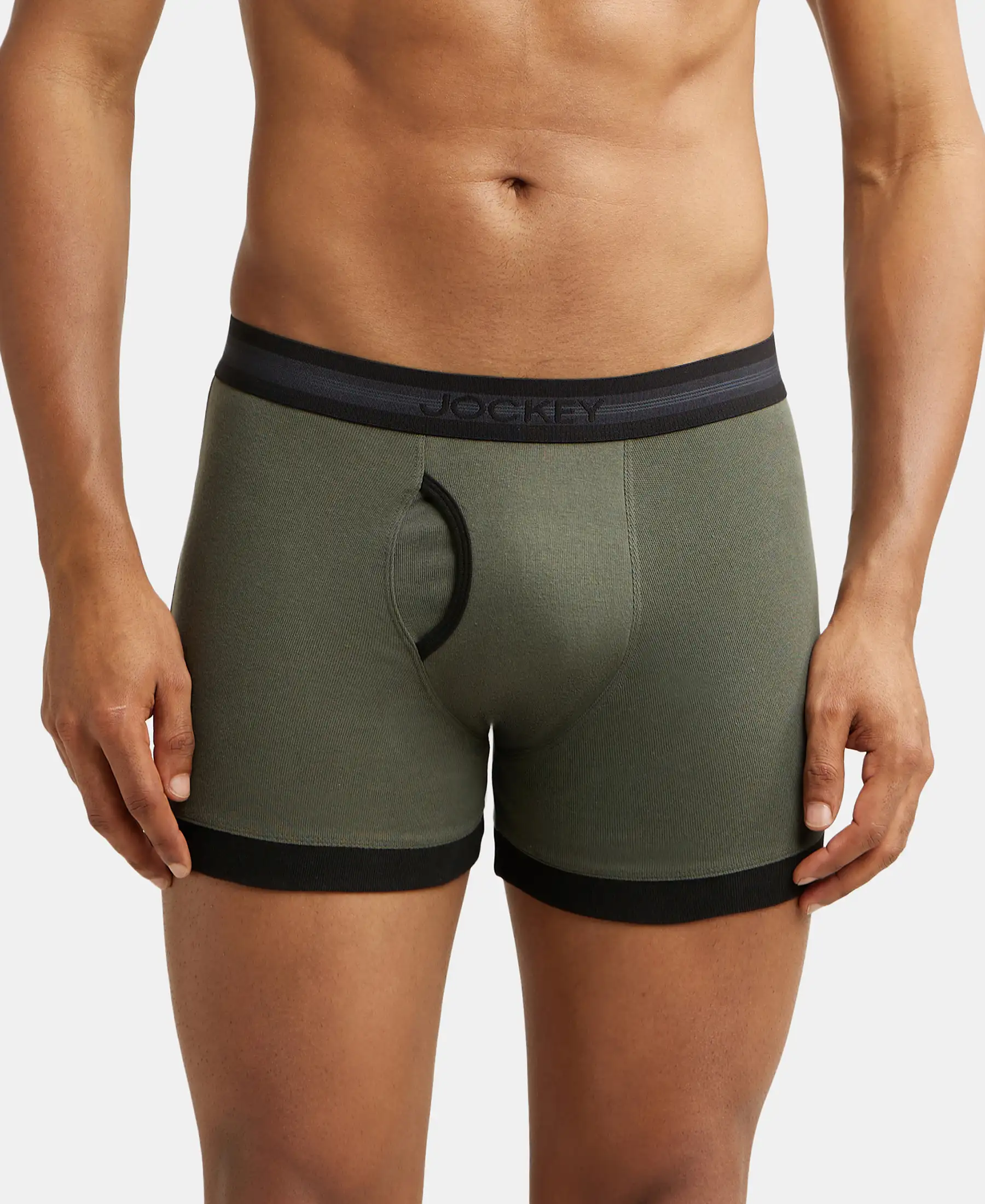 Super Combed Cotton Rib Solid Boxer Brief with StayFresh Treatment - Deep Olive & Black (Pack of 2) - Image 7